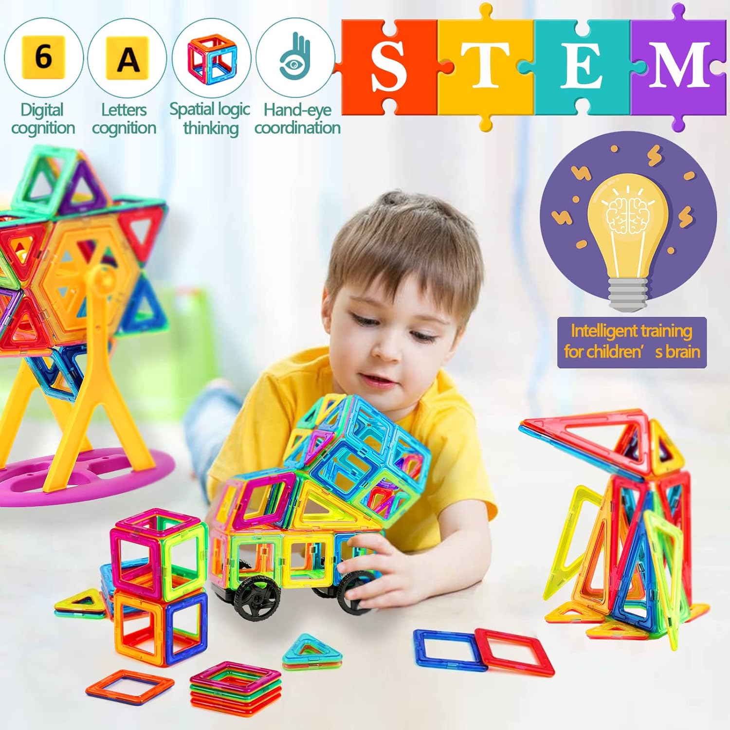 Thumbnail 2 de Jokooan Costruzioni Magnetiche per Bambini 68 pezzi: set STEM Montessori dai 3 anni