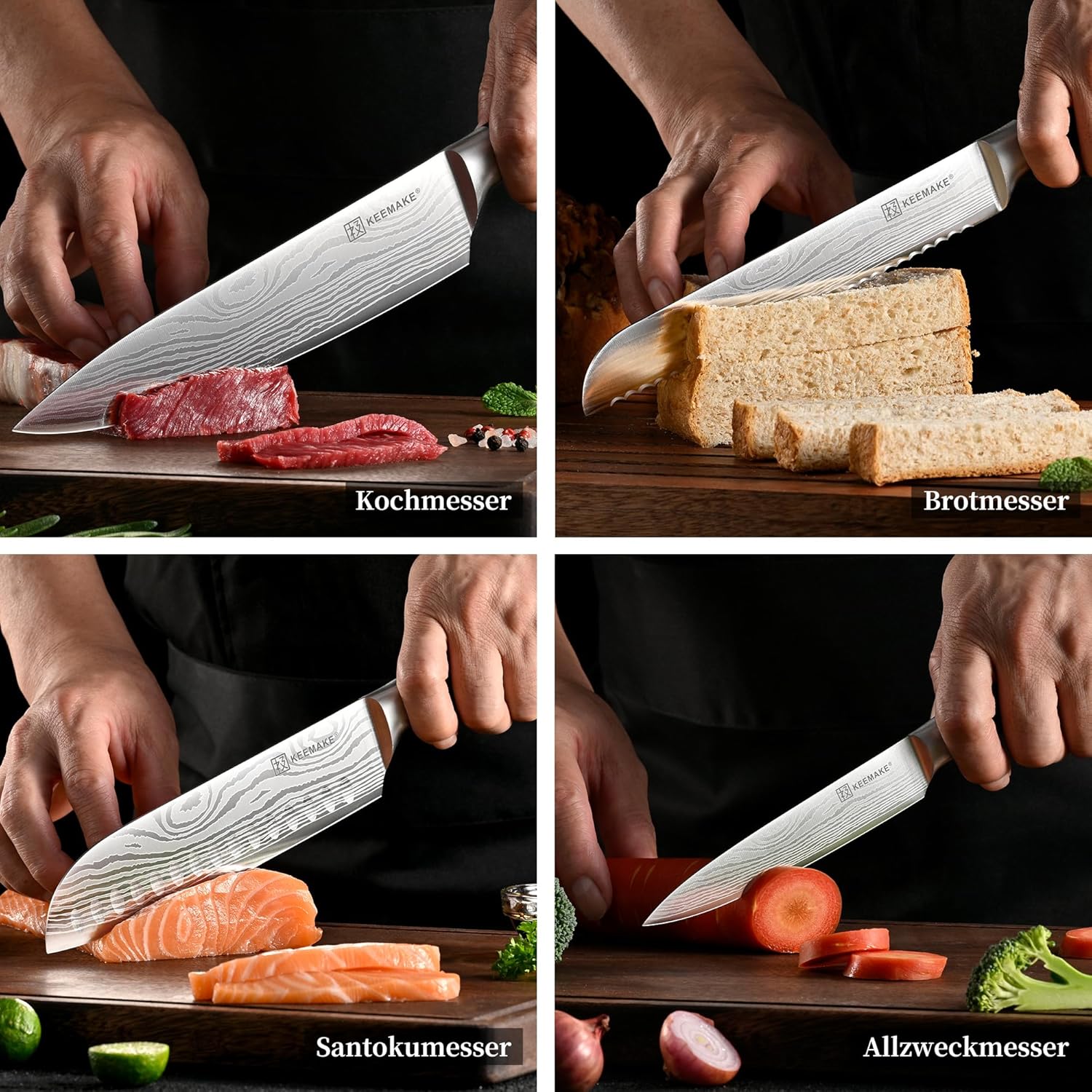 Thumbnail 2 de KEEMAKE Messerset 5-teilig: Küchenmesser aus Edelstahl mit Gravur