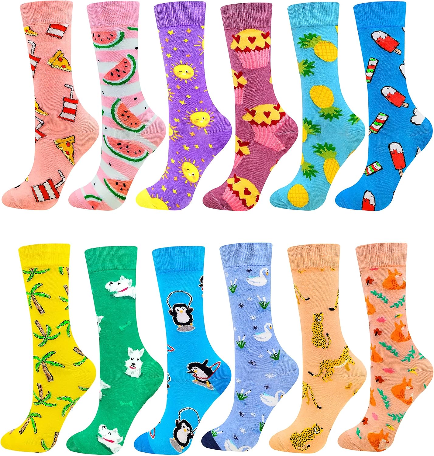 Detalle de Facefuture Bunte Baumwolle Socken Crew
