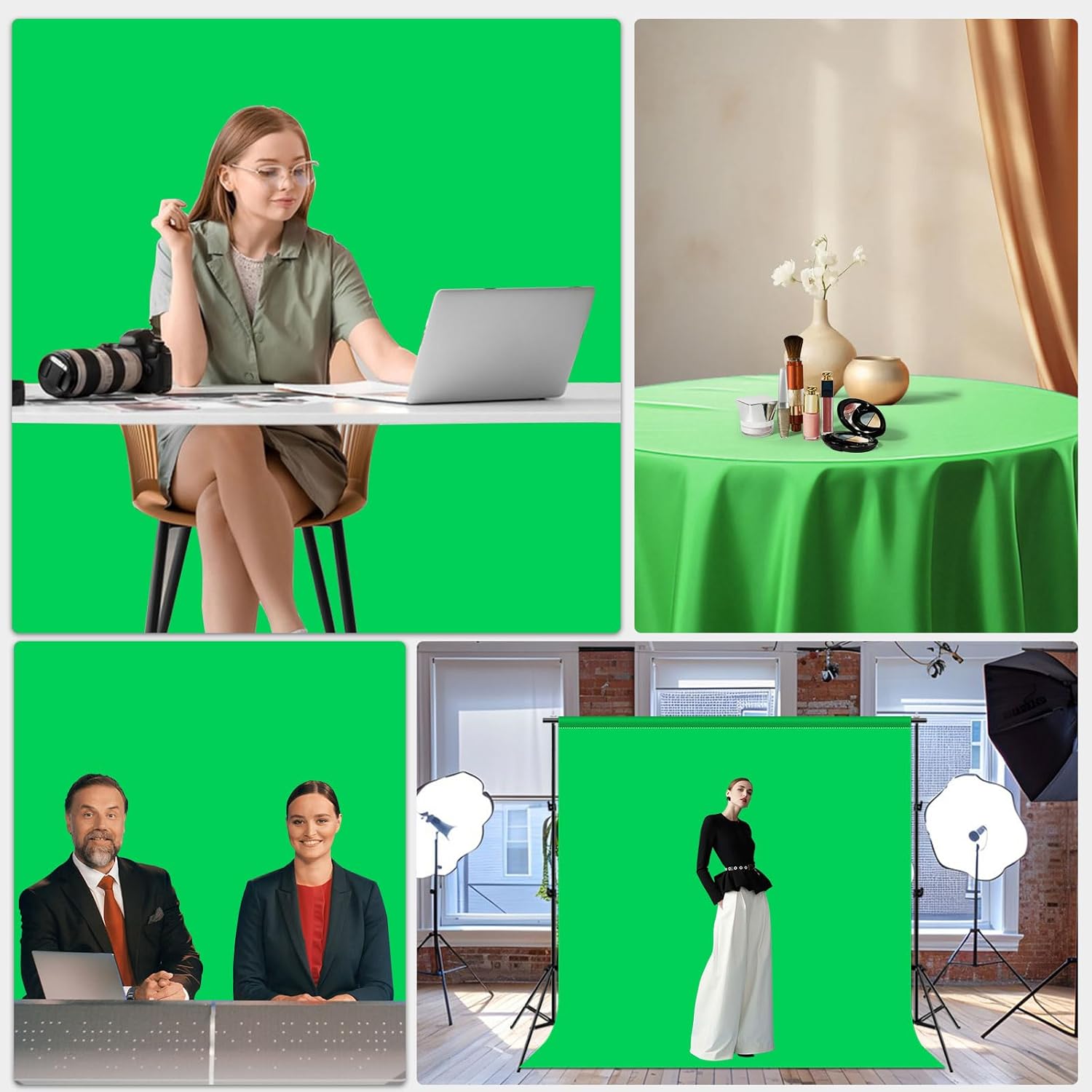 Thumbnail 5 de Grün Fotohintergrund 2m x 2m – faltbarer Greenscreen aus Polyester, waschbar und knitterfrei