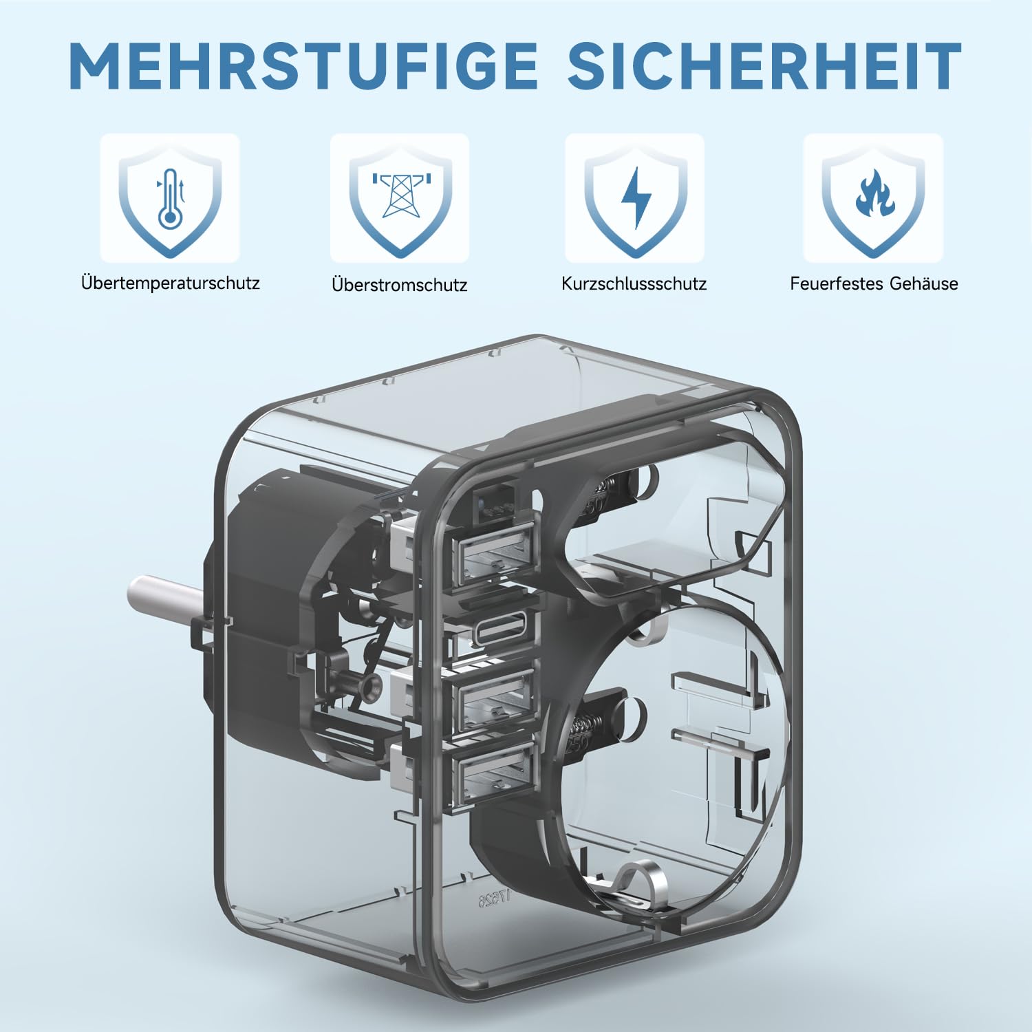 Detalle 2 de Rwest X Mehrfachsteckdose mit 4 USB Ports