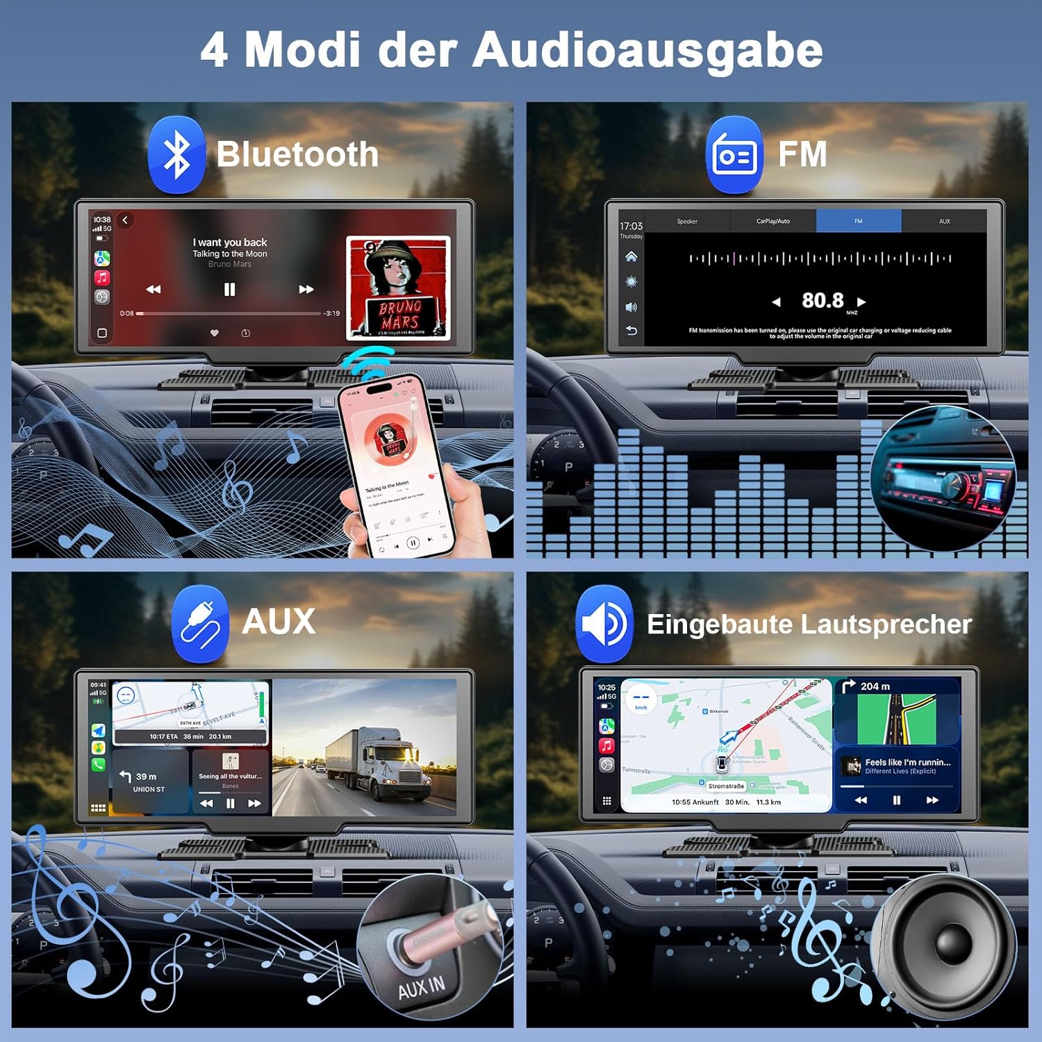 Thumbnail 5 de CarPlay/Android Auto Display (10,26 Zoll) mit kabellosem Wireless-Betrieb, Rückfahrkamera und Sprachsteuerung