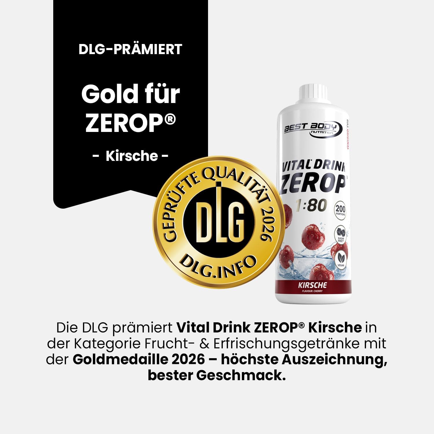 Thumbnail 4 de Best Body Nutrition Vital Drink ZEROP Kirsche Sirup 1.000 ml 🥤