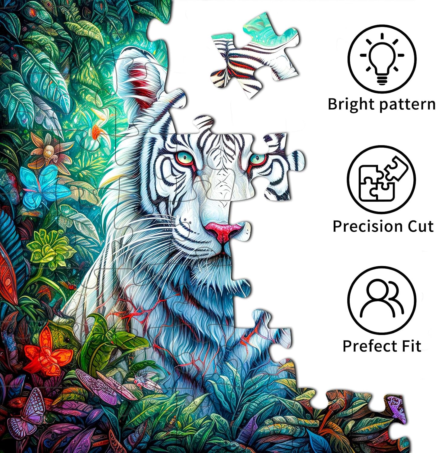 Detalle 2 de HUADADA Jigsaw Puzzle 1024-piece White Tiger đź§©