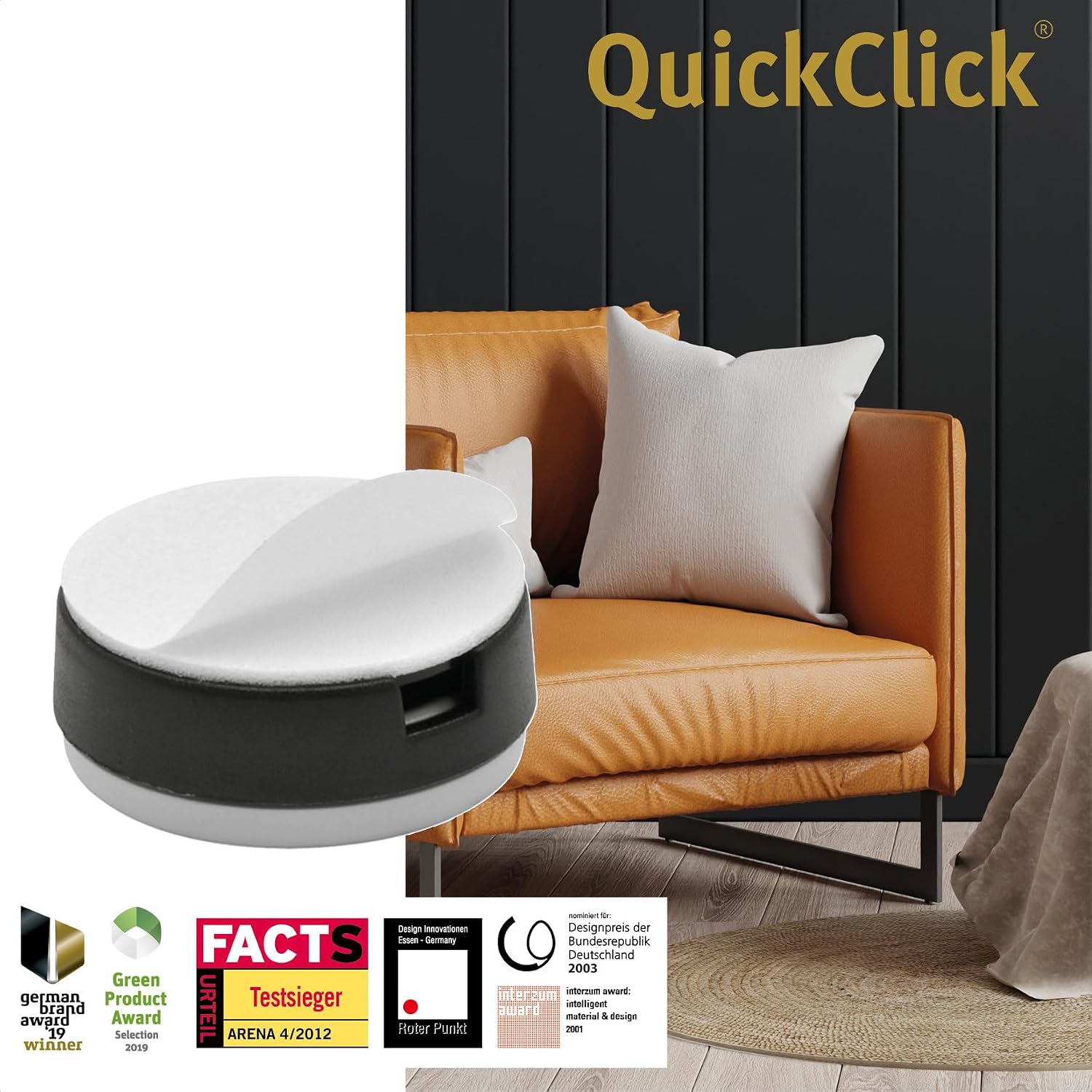 Thumbnail 2 de Wagner QuickClick Kunststoffgleiter 4er-Set Ø25 mm – Klebepbestandig, austauschbare Gleiteinsätze (Hyper) – Made in Germany