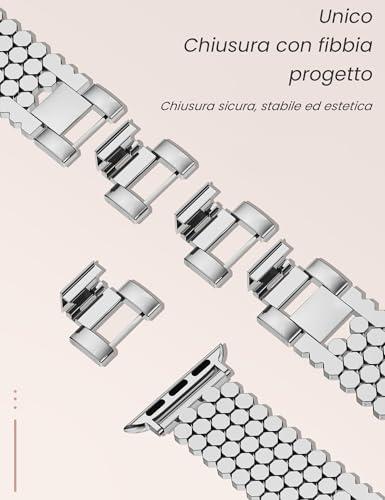 Detalle de JJii Sung Bracciale Metallico a Nido d’Ape per iWatch: eleganza modulabile per 38–49 mm