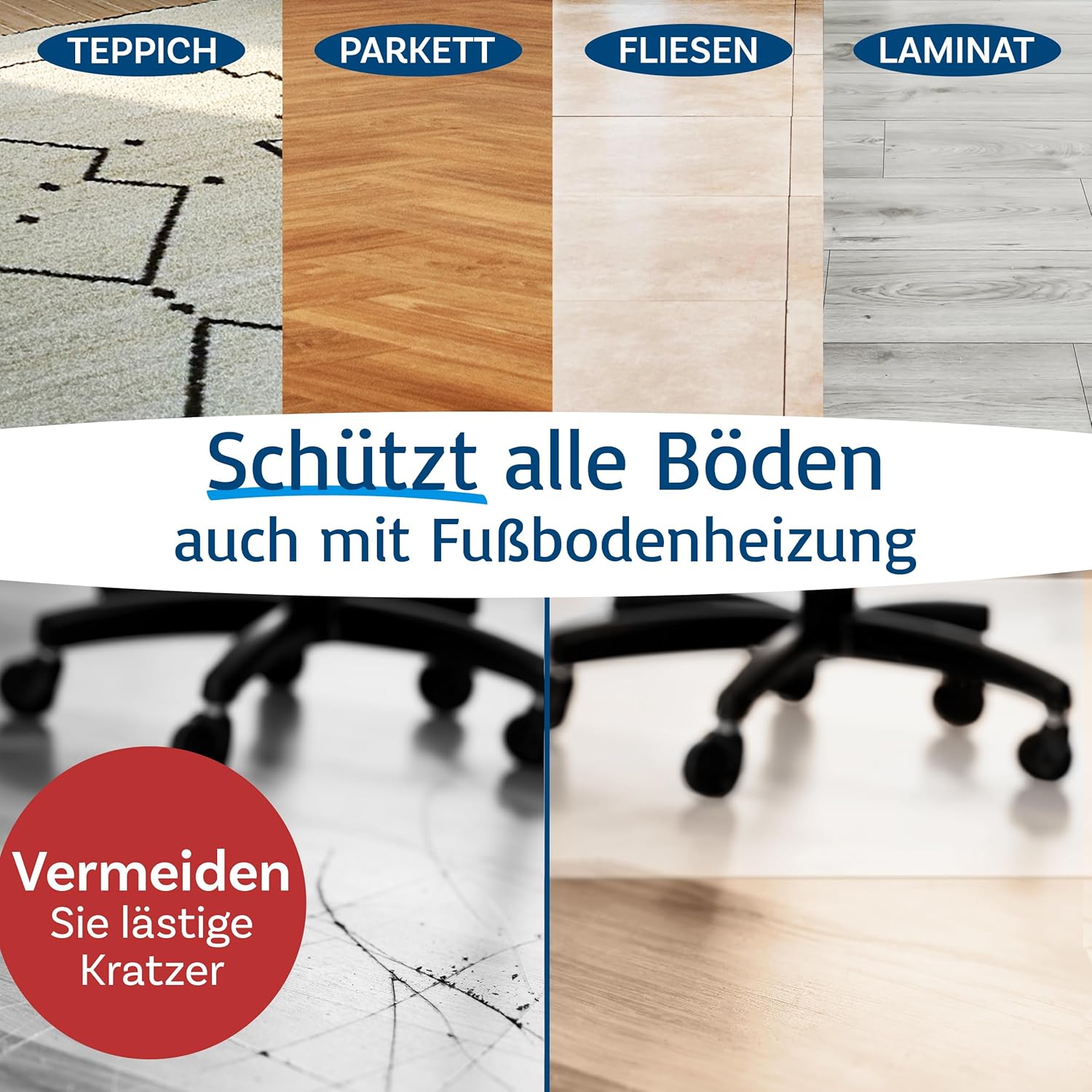 Thumbnail 2 de Floordirekt Bodenschutzmatte 114 × 180 cm – Kratzfest, rutschfest, milchweiß