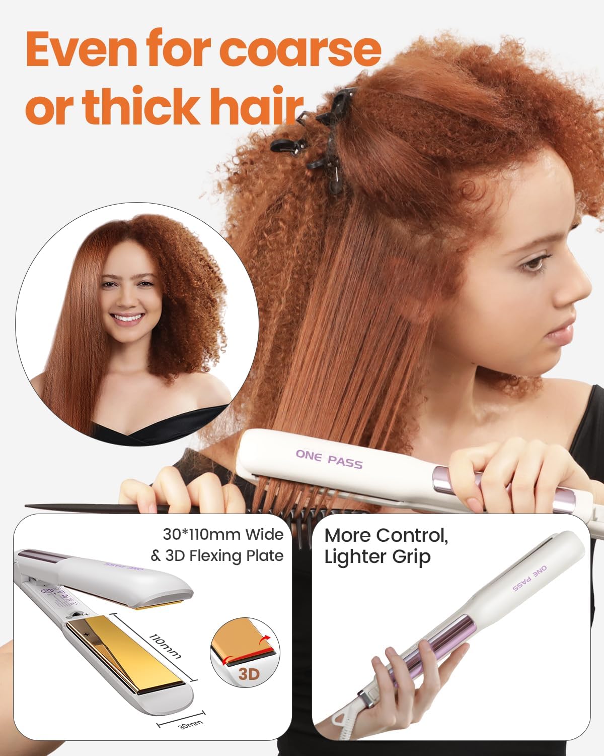 Thumbnail 5 de Faszin 2 in 1 Hair Straighteners: Fast Heating Titanium Flat Iron with 3D Floating Plates
