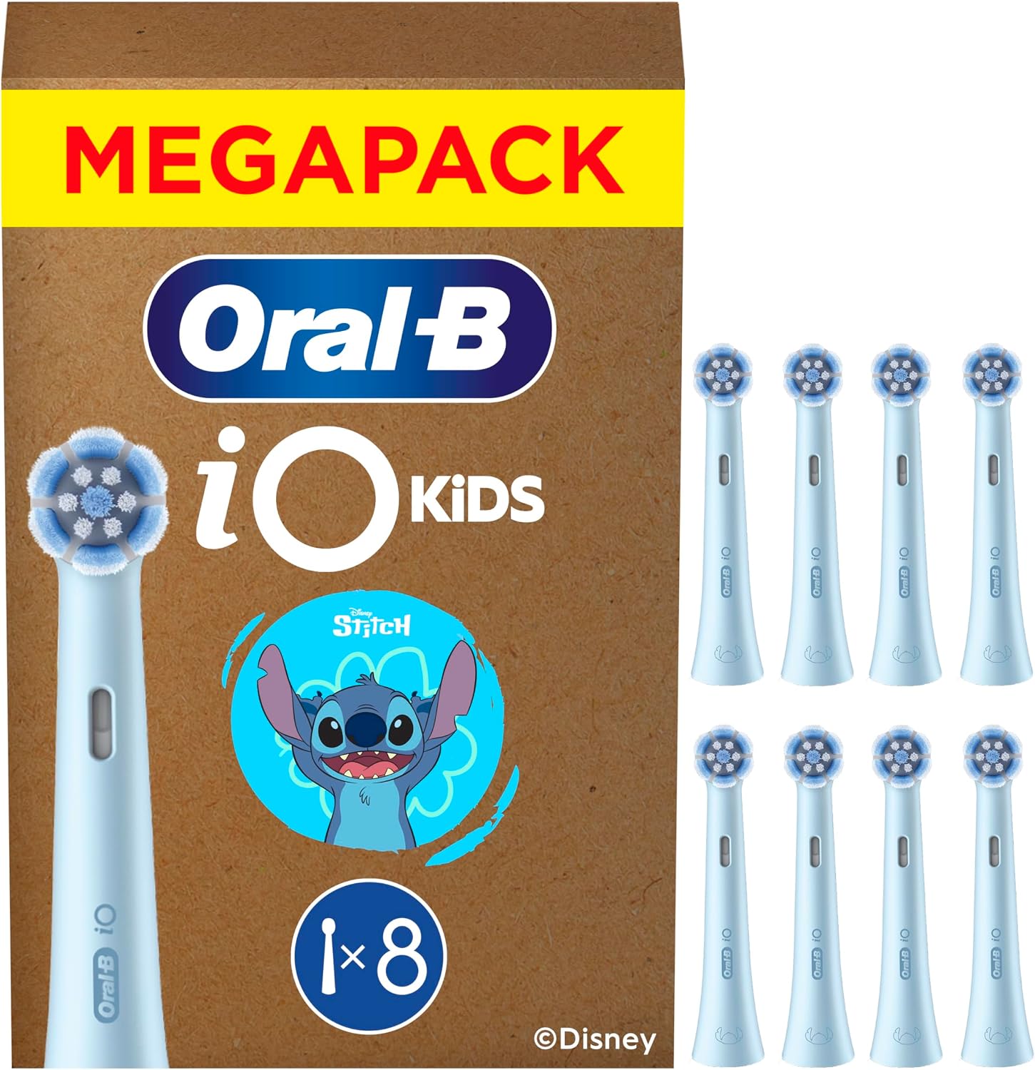 Detalle de Oral-B iO Aufsteckbürsten Kids 6+ Disney Stitch – 8 Stück, Blau