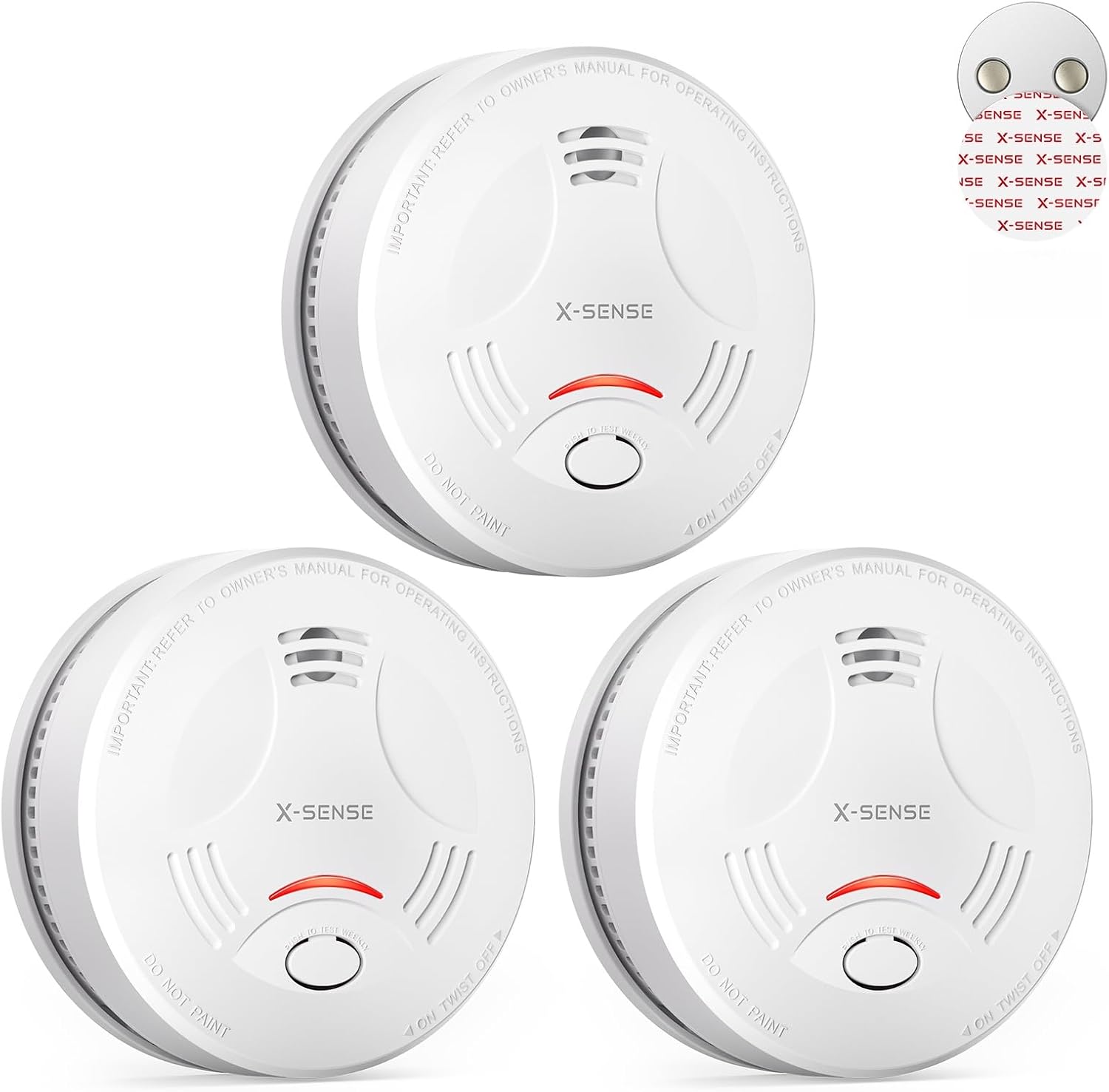 Detalle de X-Sense Smart-Rauchmelder WLAN SD11-MR (3er-Set) mit Magnethalterung – für WLAN mit Basisstation SBS50