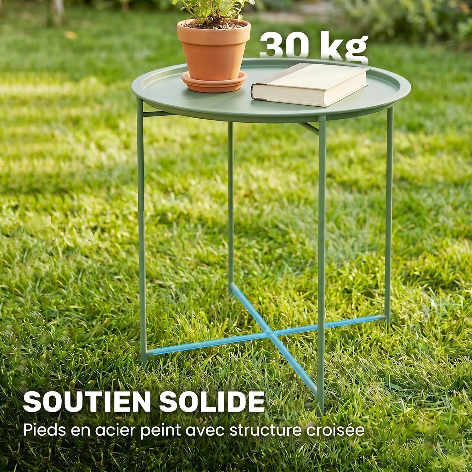 Thumbnail 4 de Outsunny Petite Table Basse Ronde d’extérieur : table d’appoint avec plateau amovible