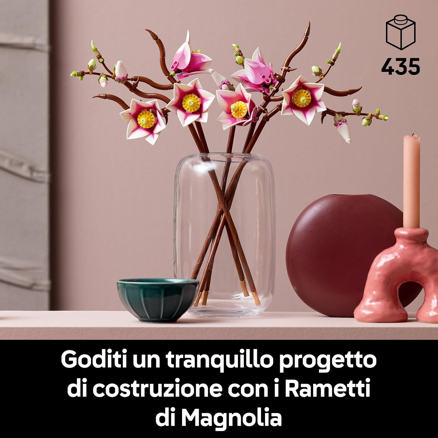 Detalle 2 de LEGO Botanicals 11510 Rametti di Magnolia – 5 fiori artificiali da costruire, decorazione per adulti