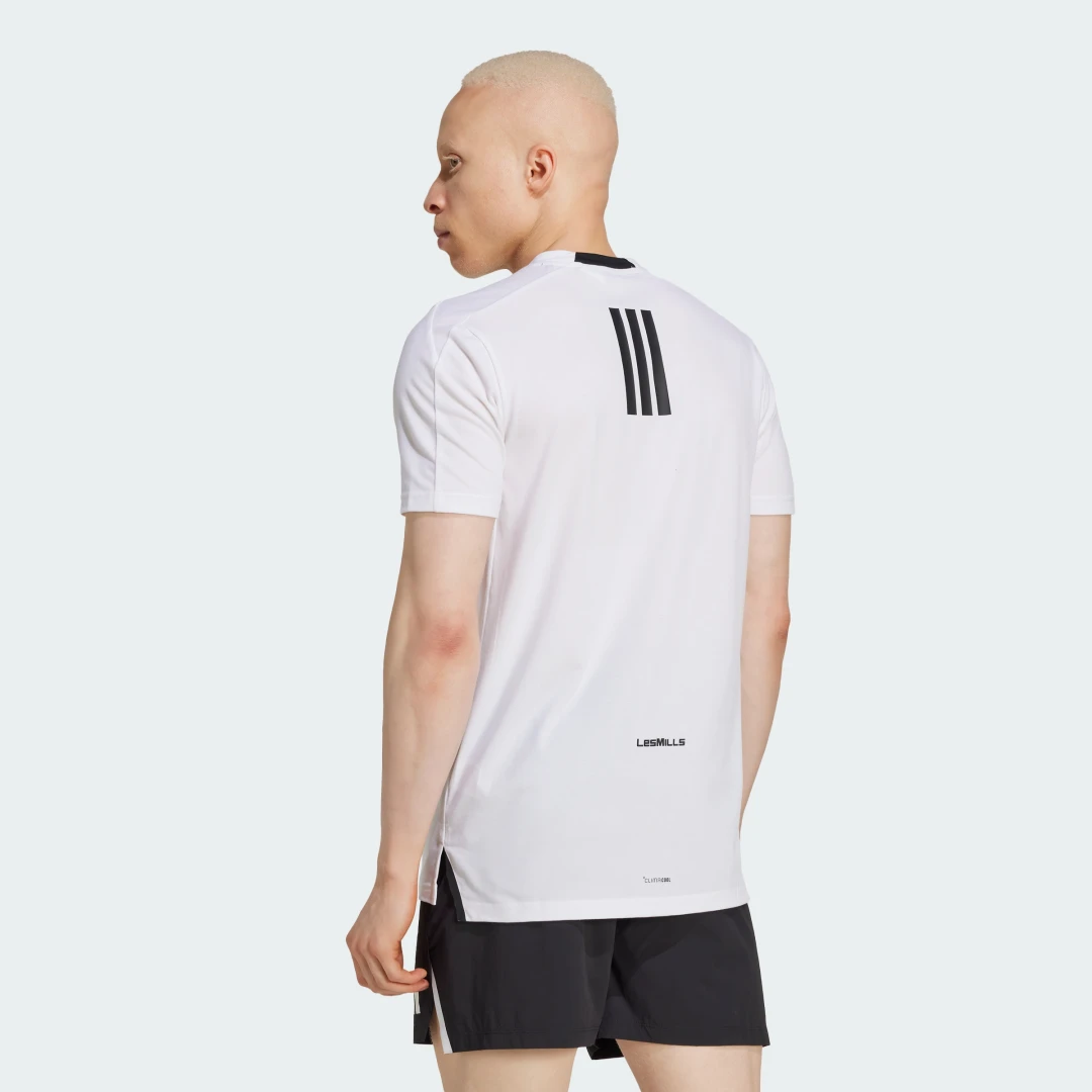 Detalle de Camiseta estampada Les Mills de Adidas – color Blanco