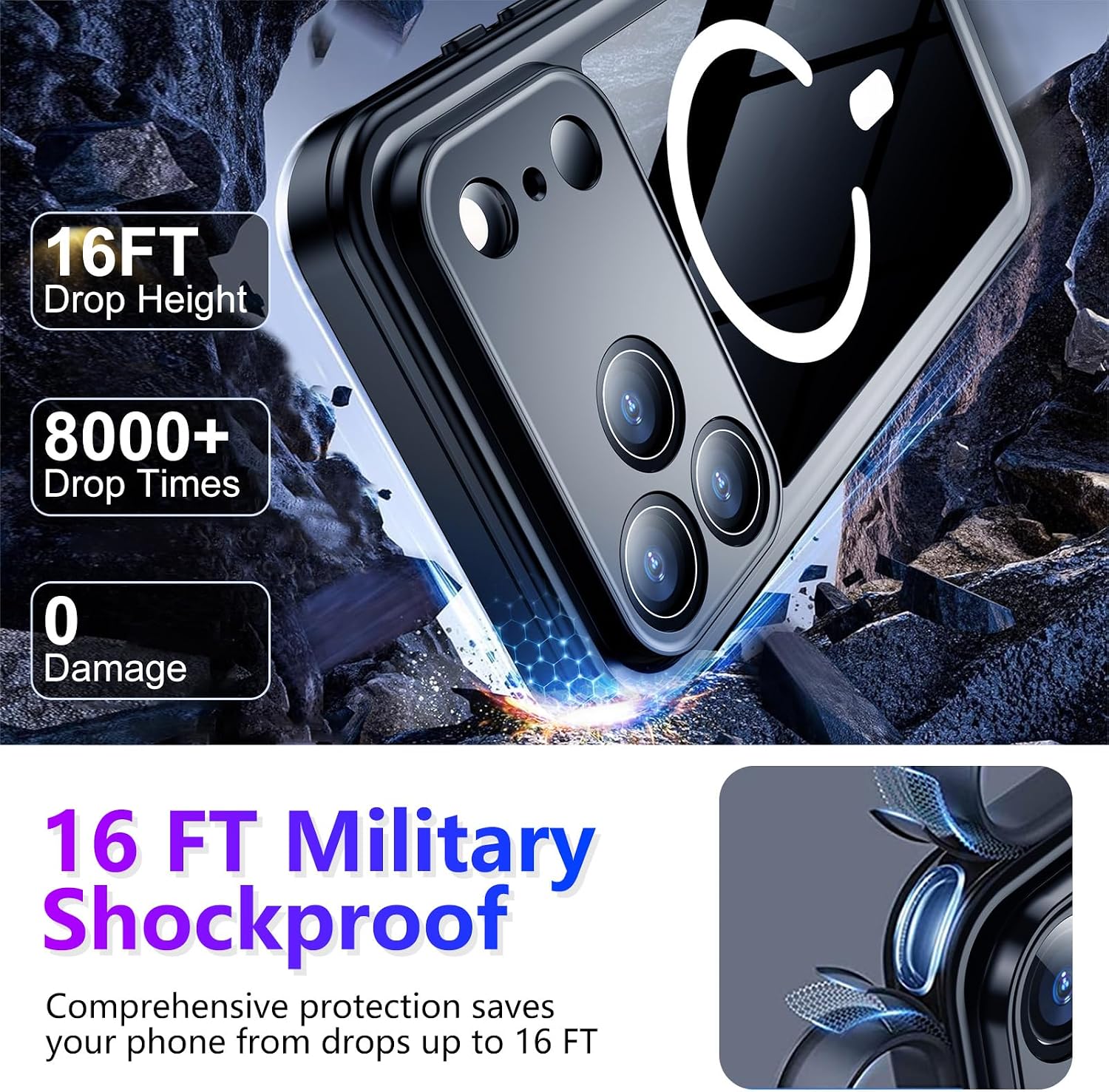 Detalle de Temdan iPhone 17 Pro Max Waterproof Case 6.9"