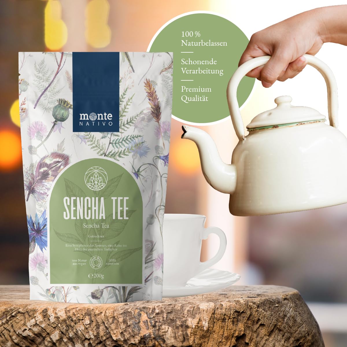 Detalle de Sencha Grüner Tee lose Monte Nativo (200 g) – aromatischer Grüntee ohne Zusatzstoffe