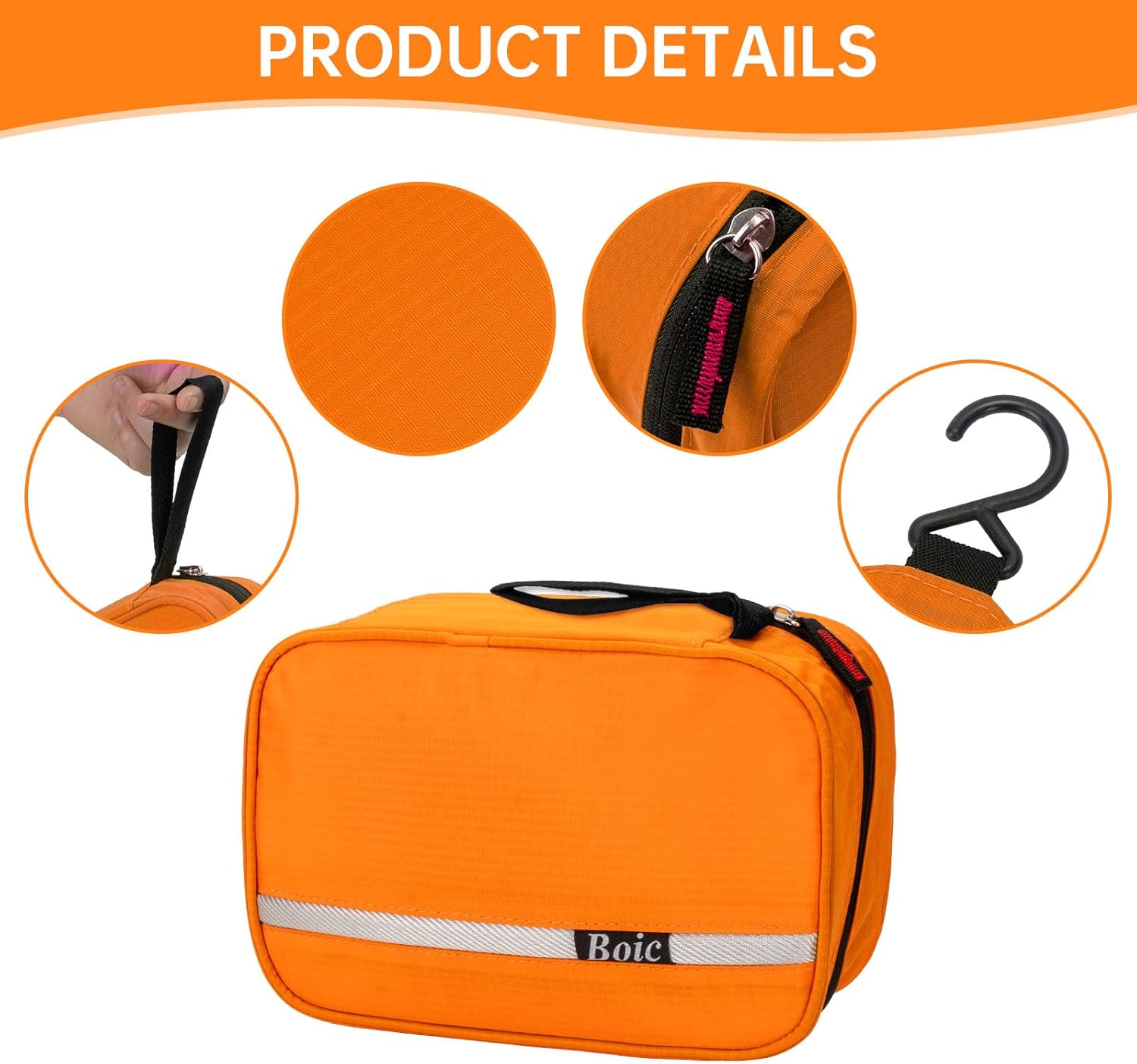 Detalle de Boic Hanging Toiletry Bag Waterproof, Large — 28 x 12 x 21 cm