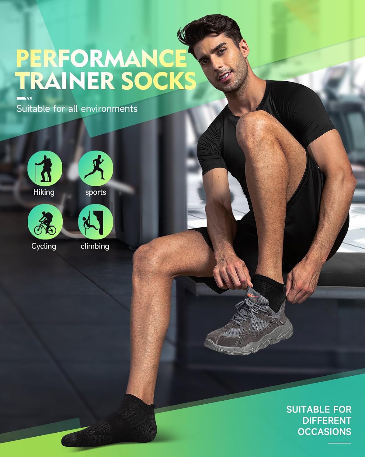 Detalle de RUIXUE Mens Trainer Socks Cushioned Running Socks – Cotton Ankle Socks (6 or 10 Pairs)