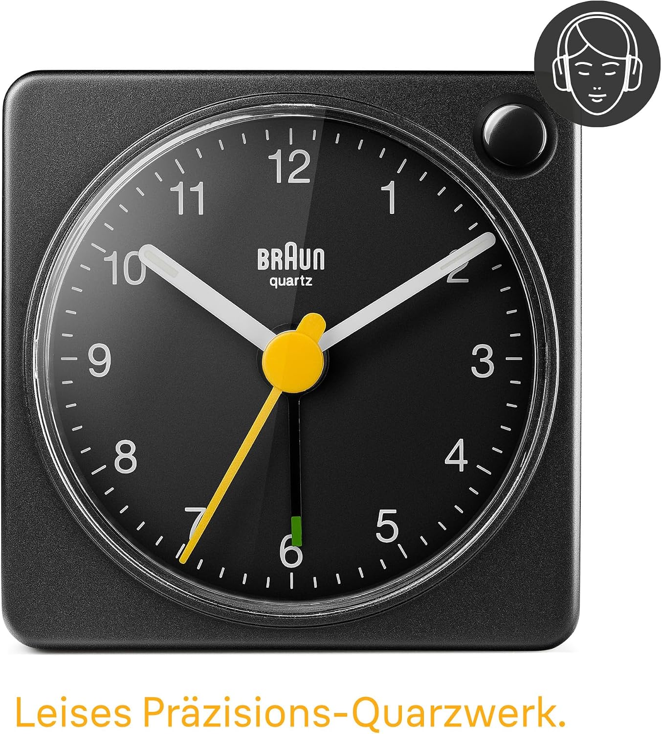 Detalle de Braun BC02XB: Klassischer analoger Reisewecker mit Schlummerfunktion und Licht