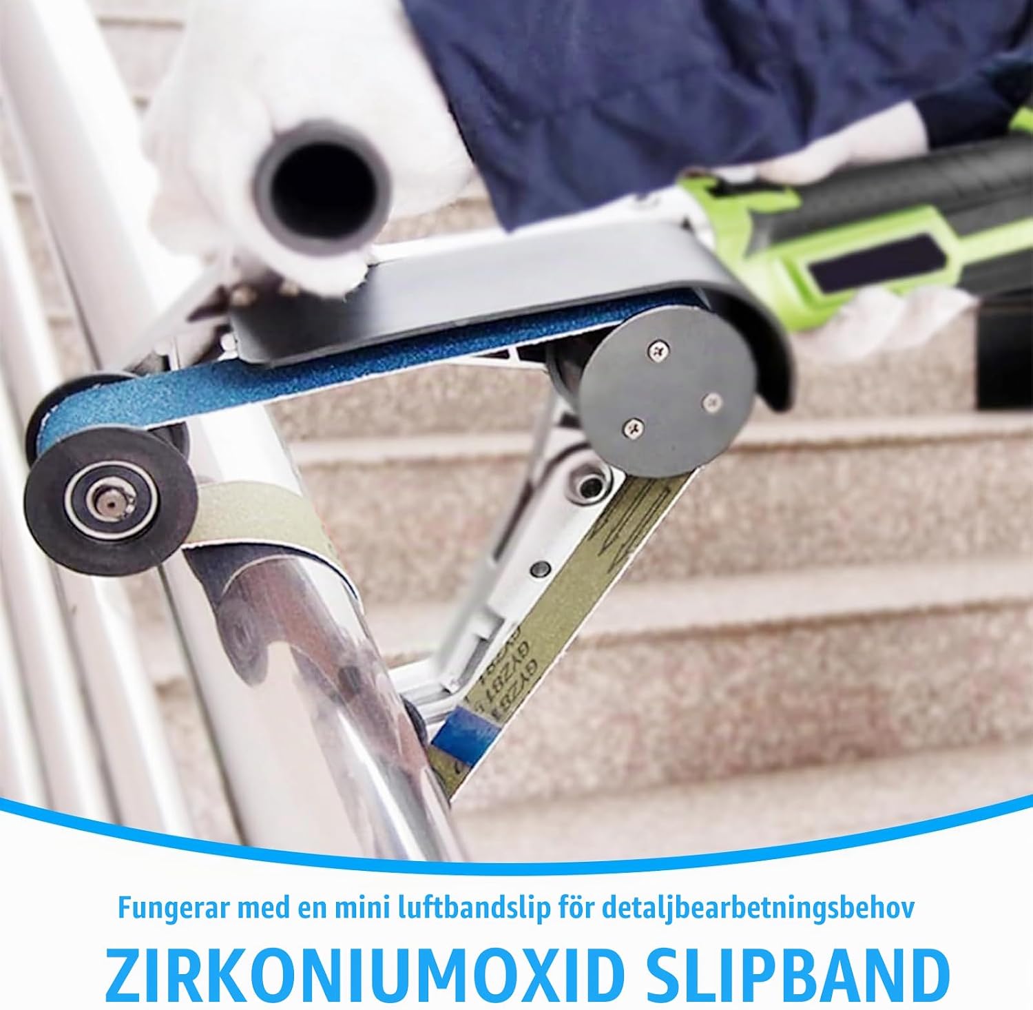 Detalle de Slipband 9 x 533 mm, 40-pack med blå zirkonkorund i sex kornstorlekar