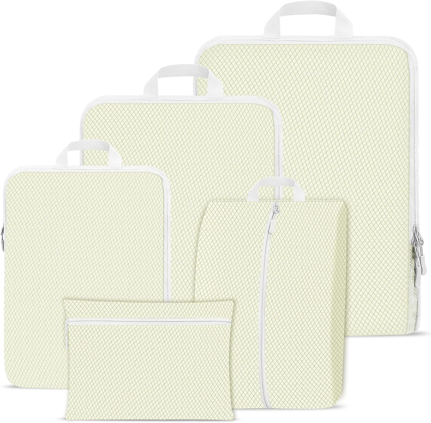 Detalle de Compression Packing Cubes (Beige) – 5 Pack waterproof suitcase & backpack organiser set