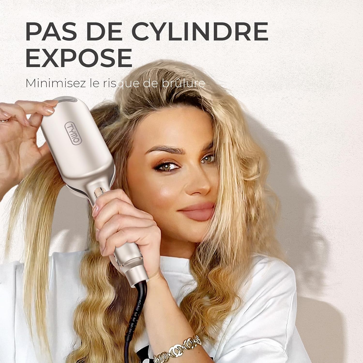 Detalle de TYMO ROVY Boucleur à Cheveux 32 mm – Ondulations Beach Waves faciles, pour tous types de cheveux