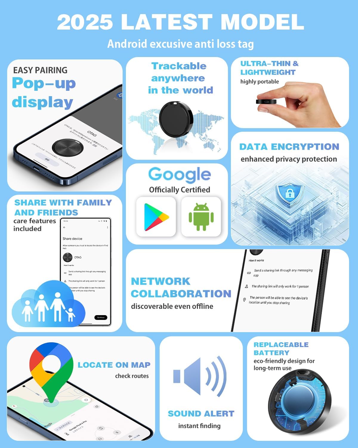 Thumbnail 2 de Air Tags for Android 4-Pack with 2-Year Battery Life