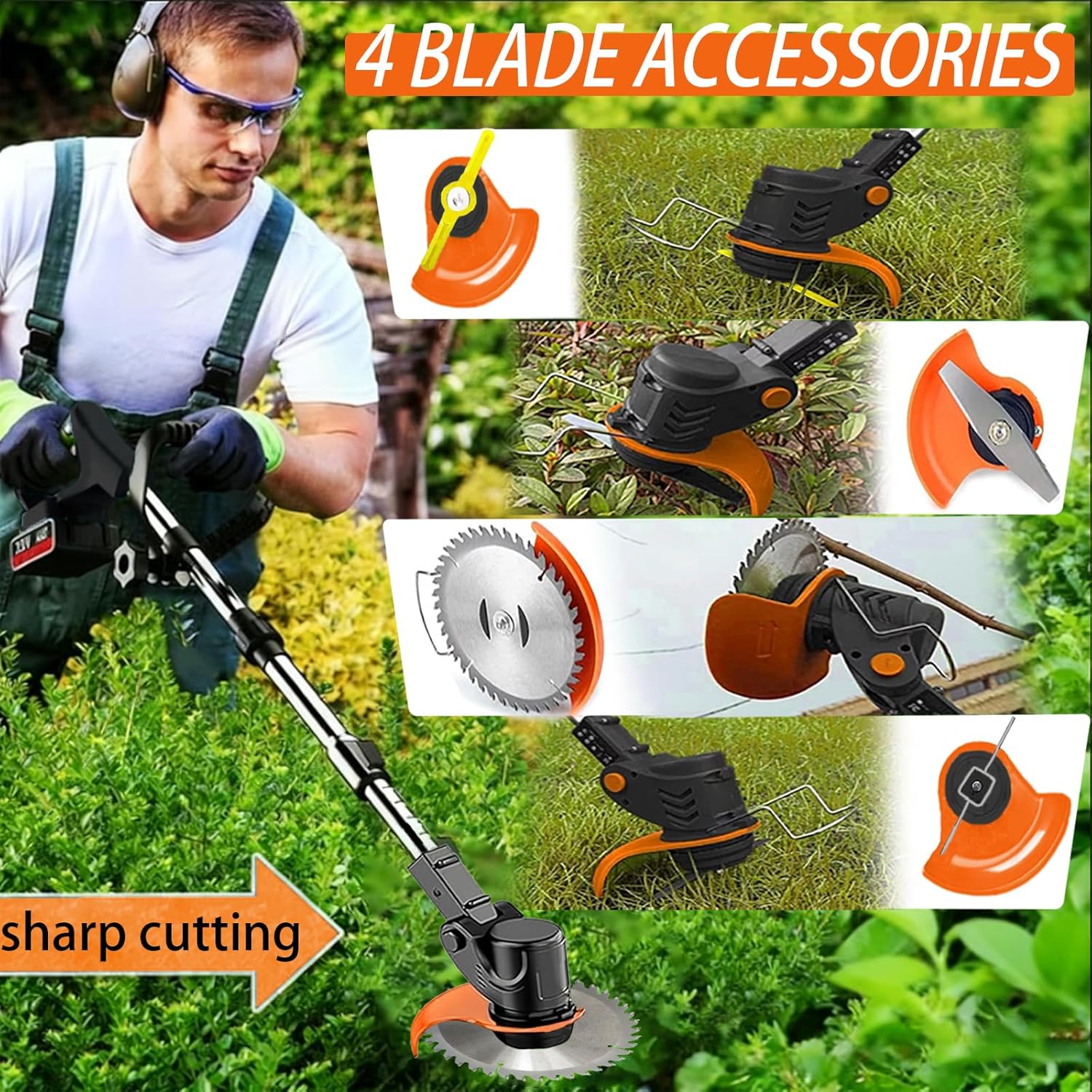 Thumbnail 2 de 21V Cordless Strimmer with 4-in-1 Attachments and 90° Head