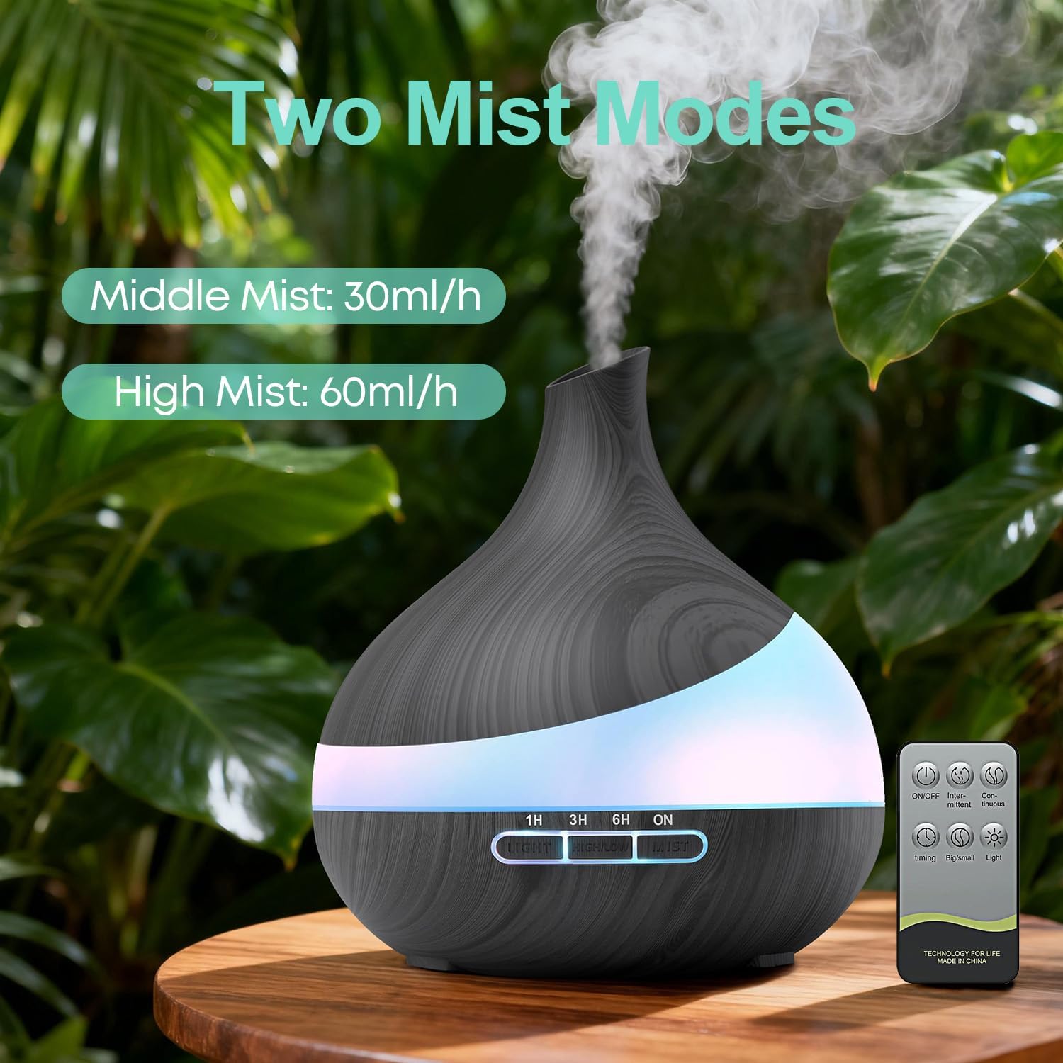 Detalle 2 de HJTHJT 500ML Essential Oil Diffuser: Remote-Controlled Aroma Diffuser for Home and Spa