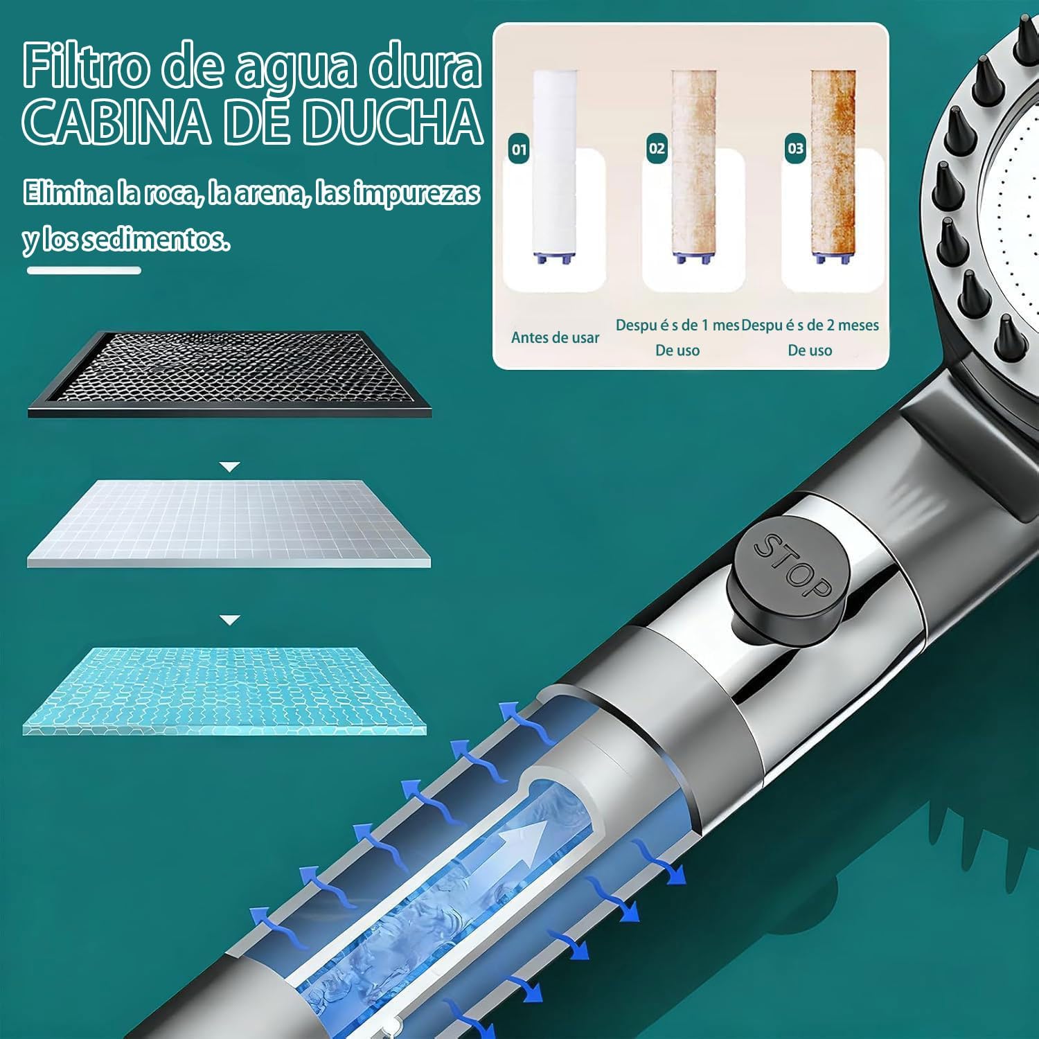 Thumbnail 1 de Alcachofa de ducha con filtro Gris