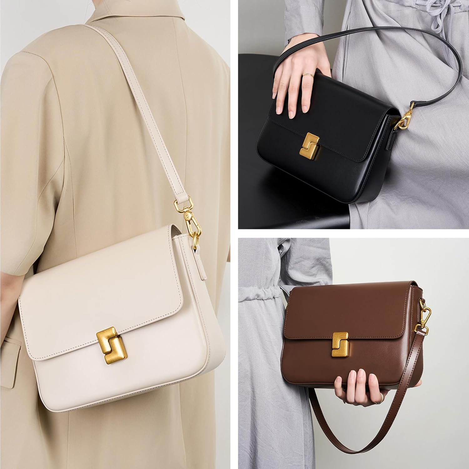Thumbnail 1 de MoreFarther Sacs à bandoulière pour femmes - cuir véritable, design élégant et pratique