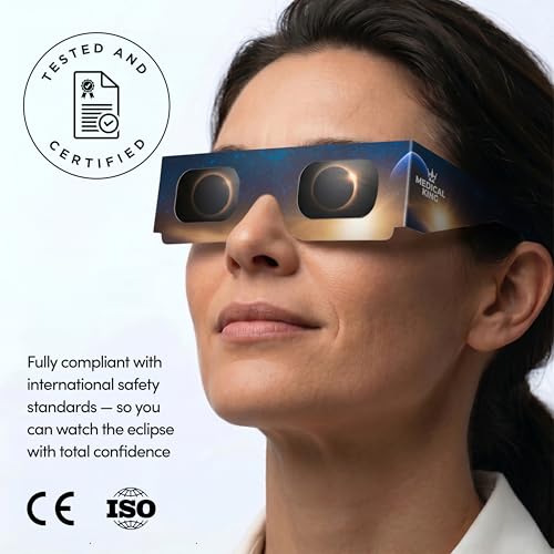 Thumbnail 6 de Medical King Gafas Eclipse Solar — Paquete de 12 con 2 lentes fotográficos para smartphone, ISO 12312-2 y certificación CE