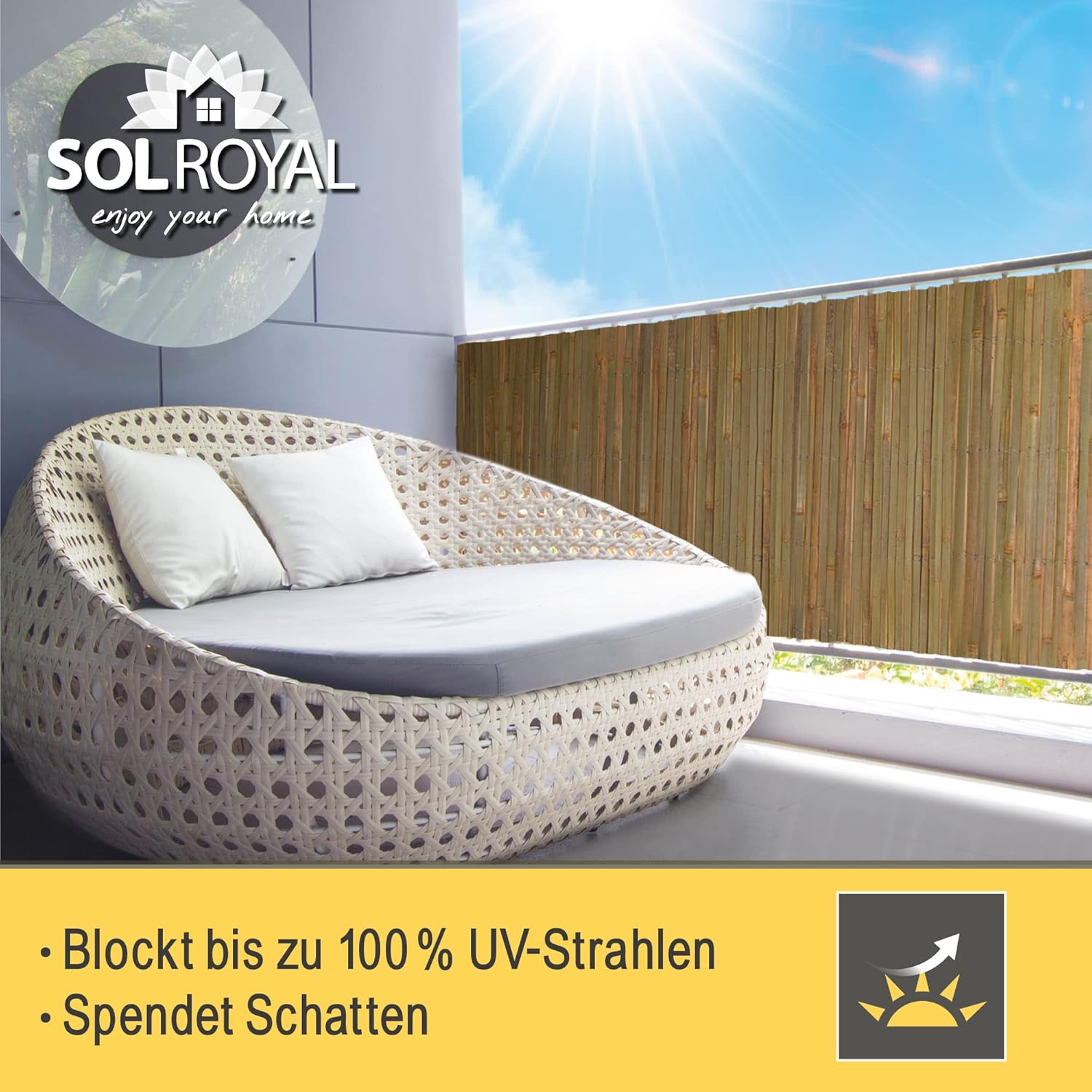 Thumbnail 2 de Sol Royal Bambus Sichtschutz 180 hoch – FSC® Balkon- und Garten-Schutzmatte 180x600 cm