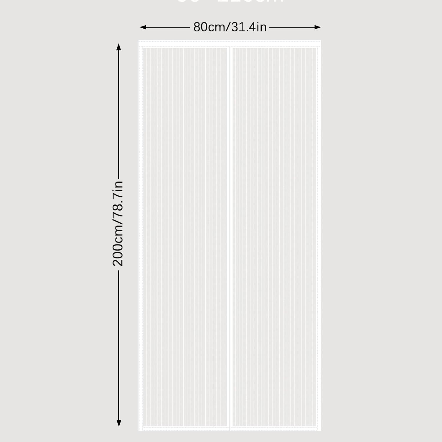 Detalle 2 de Magnetic Screen Door 80x200cm in White — Powerful Magnets, Full Frame Hook & Loop,Easy to Install