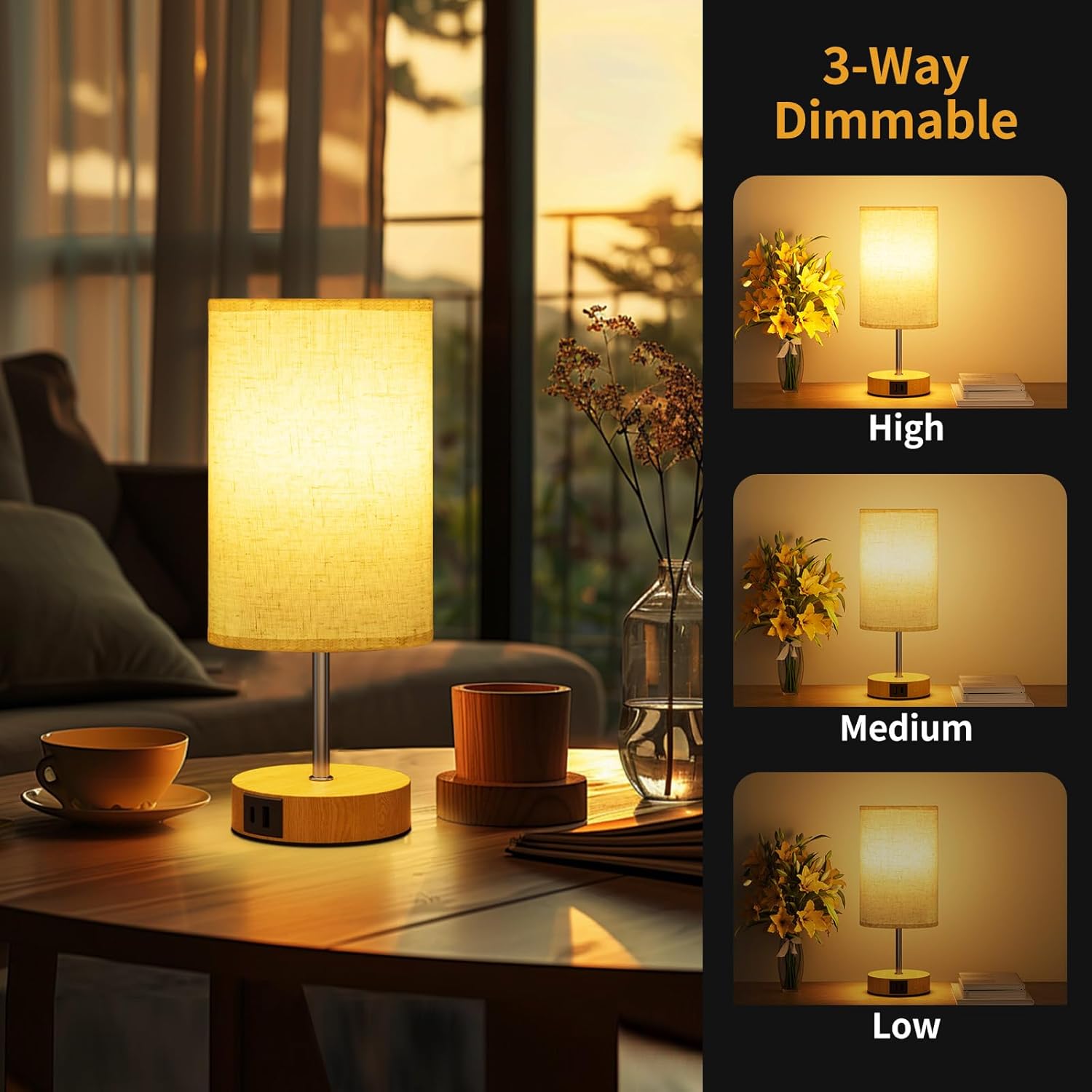 Detalle 2 de Suright bedside lamps, 3 way touch