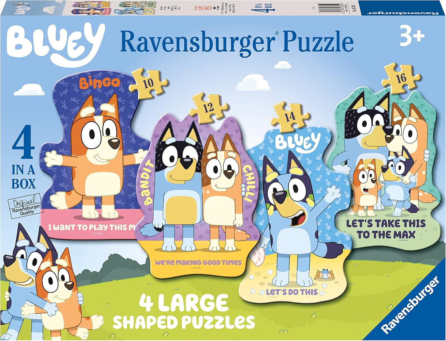 Ravensburger Bluey 4 Large Shaped Jigsaw Puzzles (10–16 pieces) for Kids aged 3+