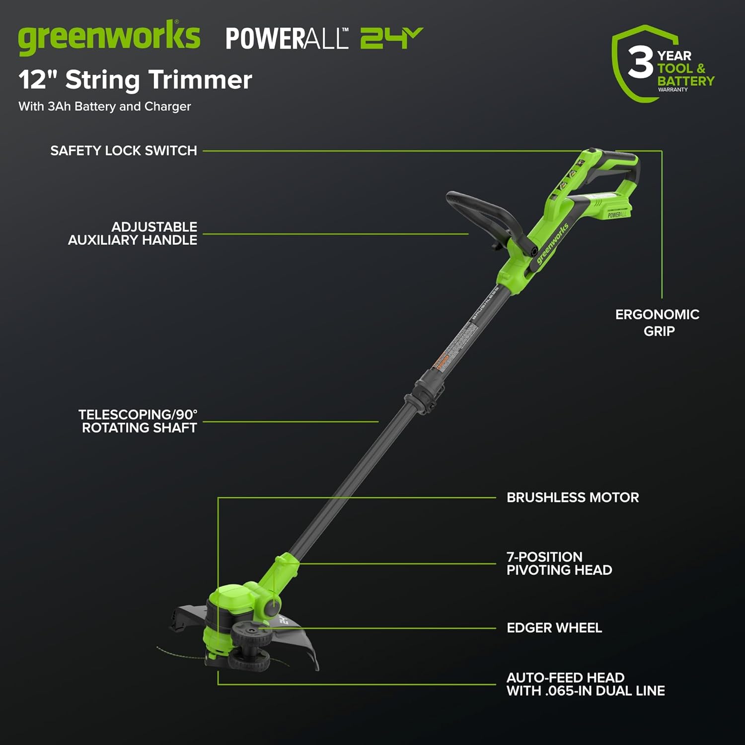 Thumbnail 1 de Greenworks string trimmer, 24V