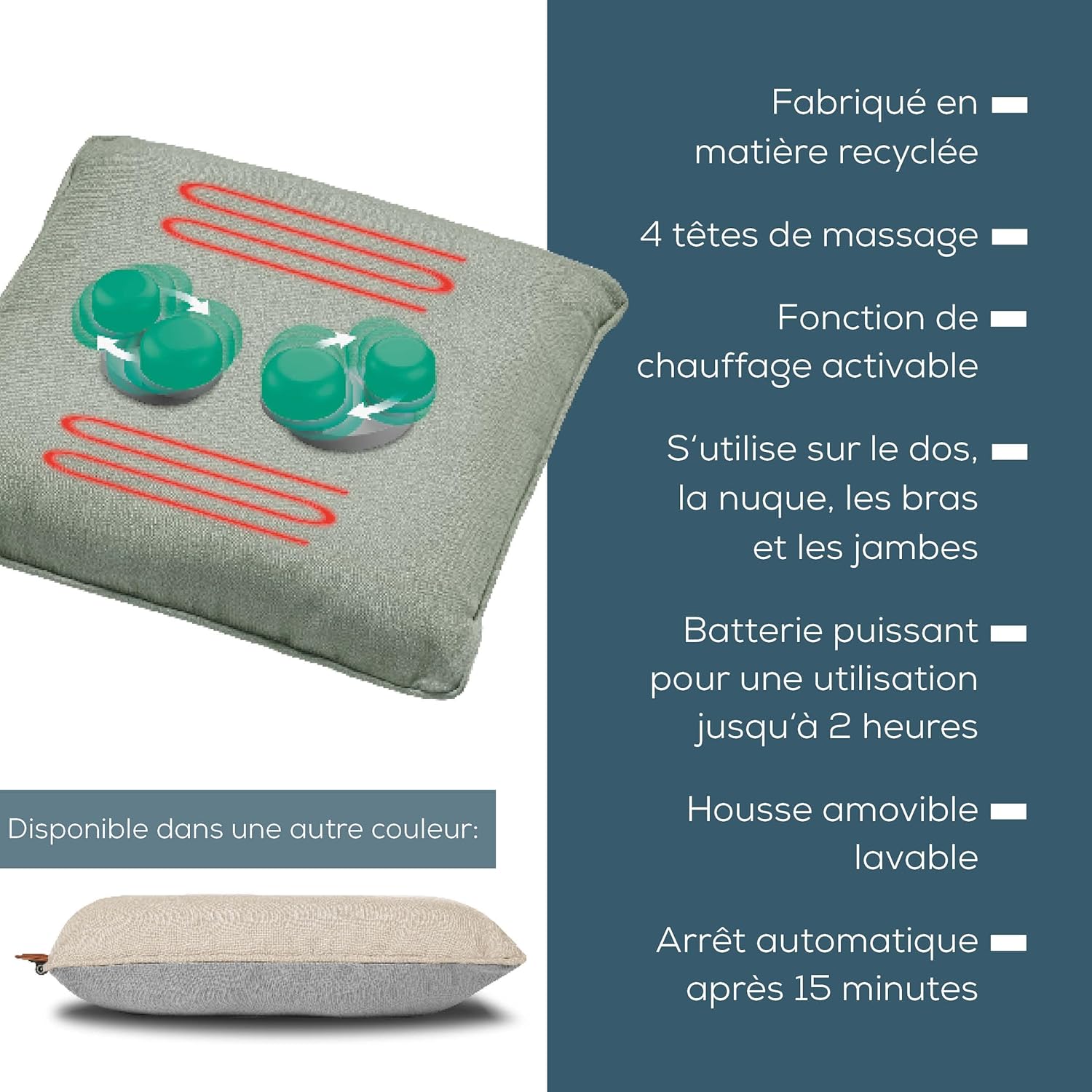 Thumbnail 5 de Beurer MG 139 Coussin de Massage Shiatsu sans Fil avec Chauffage – 40 x 40 cm, mint