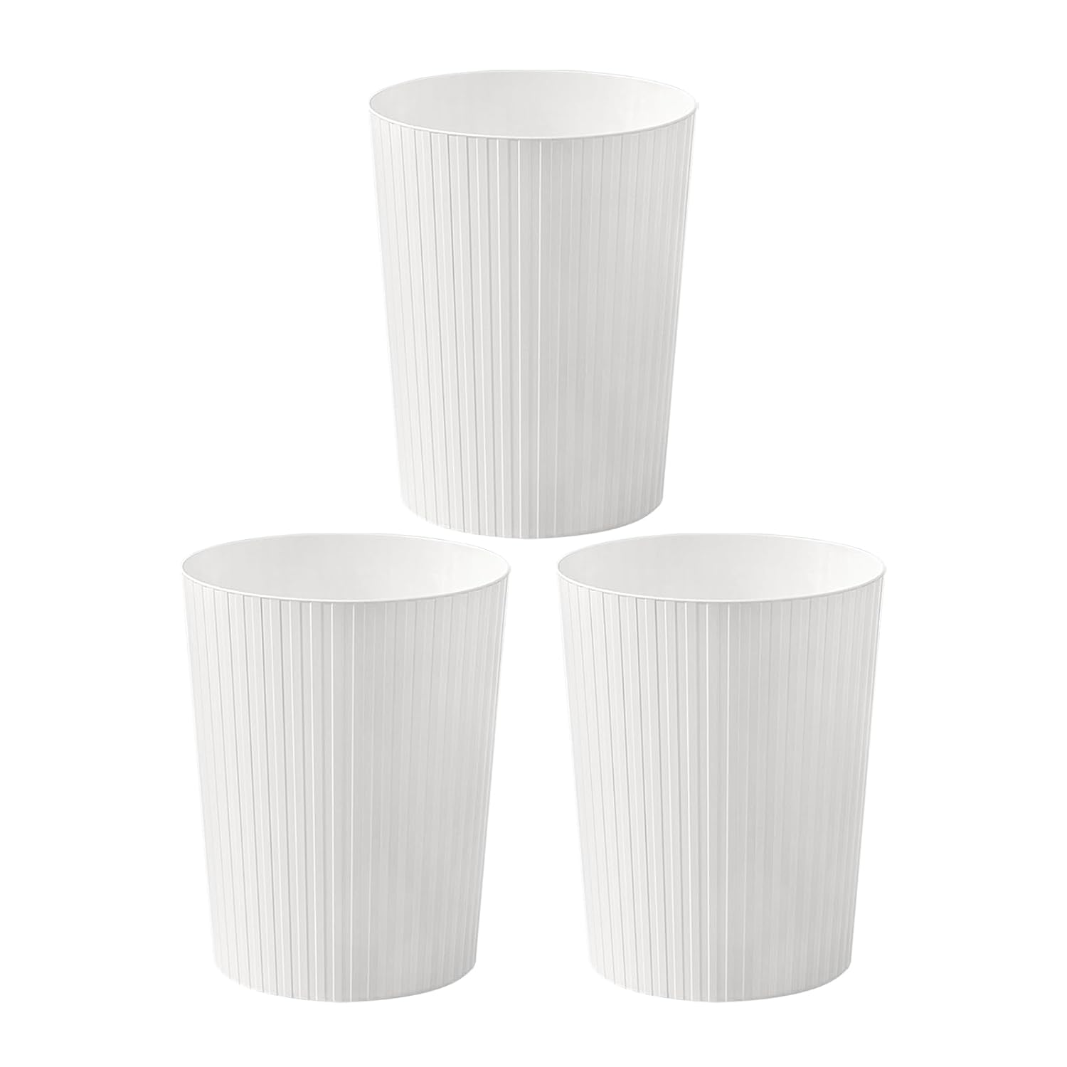 Cetomo 7,2-Liter Mülleimer-Set (3er Pack) aus PP, weiß – kompakter Papierkorb für Büro & Schlafzimmer