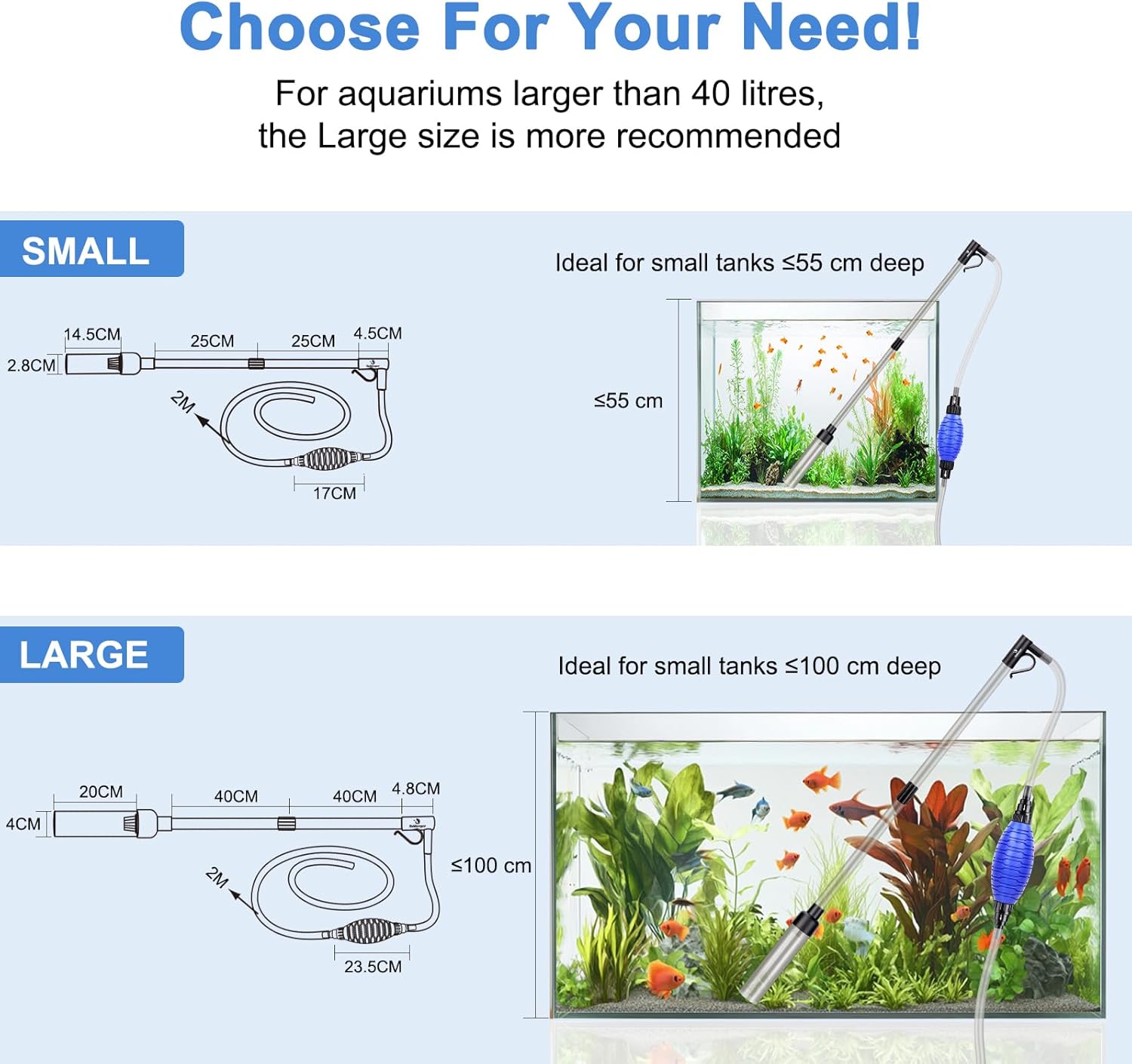 Detalle de fishkeeper Aquarium-Reiniger & Kiesreiniger-Set mit einstellbarem Wasserdurchfluss (klein)