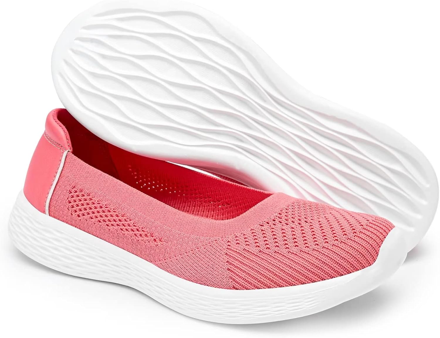 Thumbnail 5 de Puxowe Chaussures Slip-on Plates Basses en Maille Respirantes pour Femmes – Rouge Corail, 37 EU