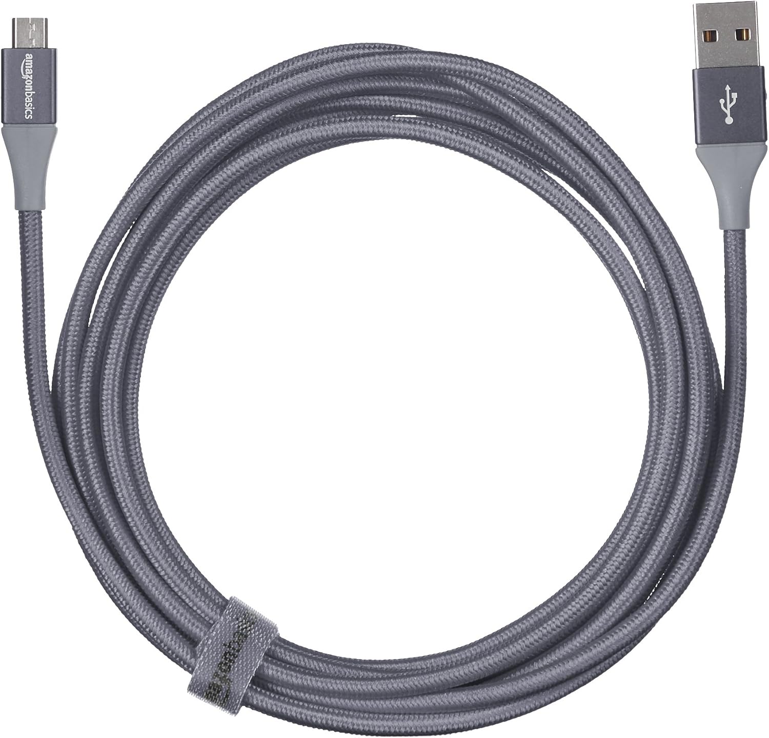 Detalle de Amazon Basics Micro USB to USB-A 2.0 Cable – 3 m, Nylon Braided (Dark Grey)