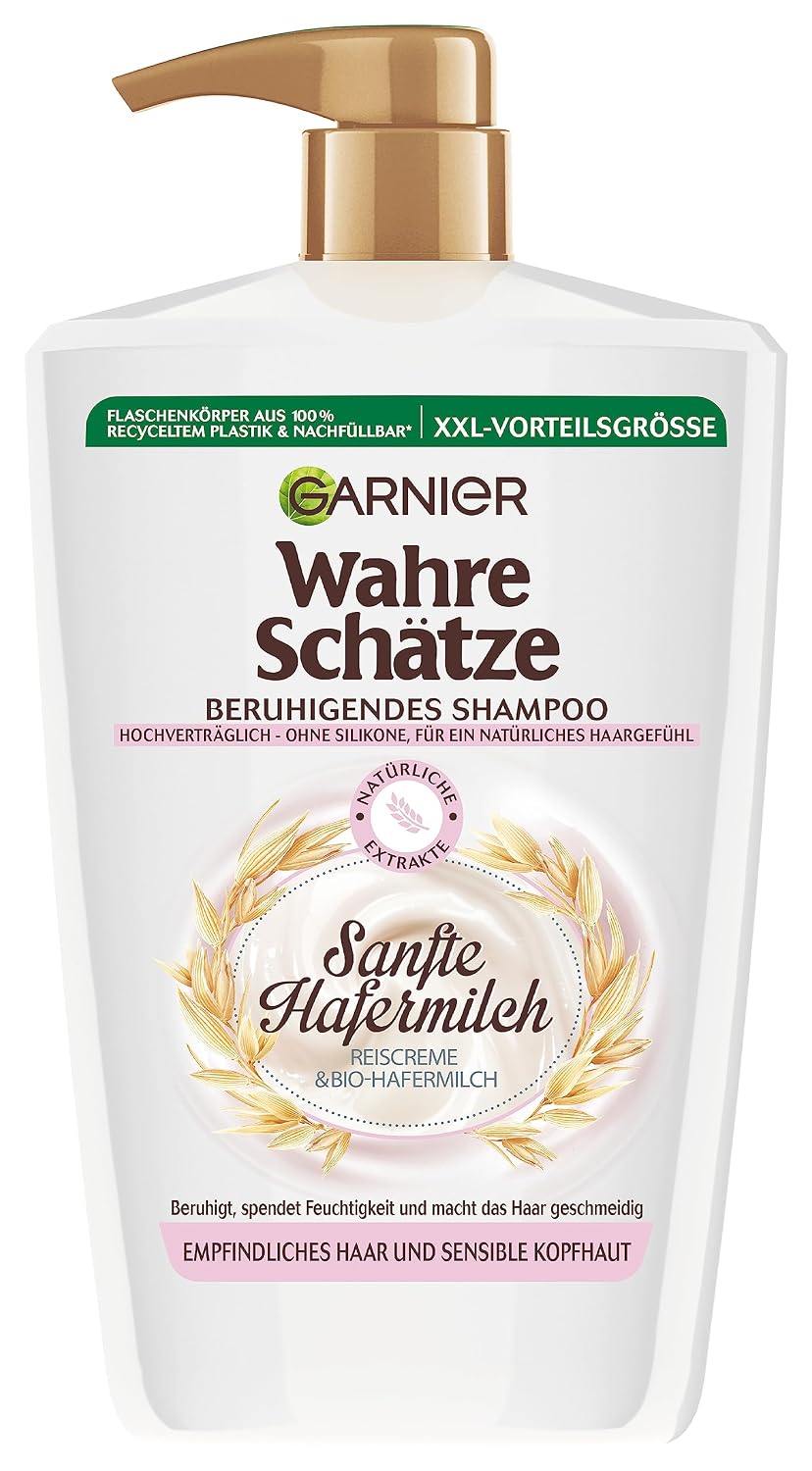 Detalle de Garnier Wahre Schätze Beruhigendes Shampoo Sanfte Hafermilch XXL – 1000 ml