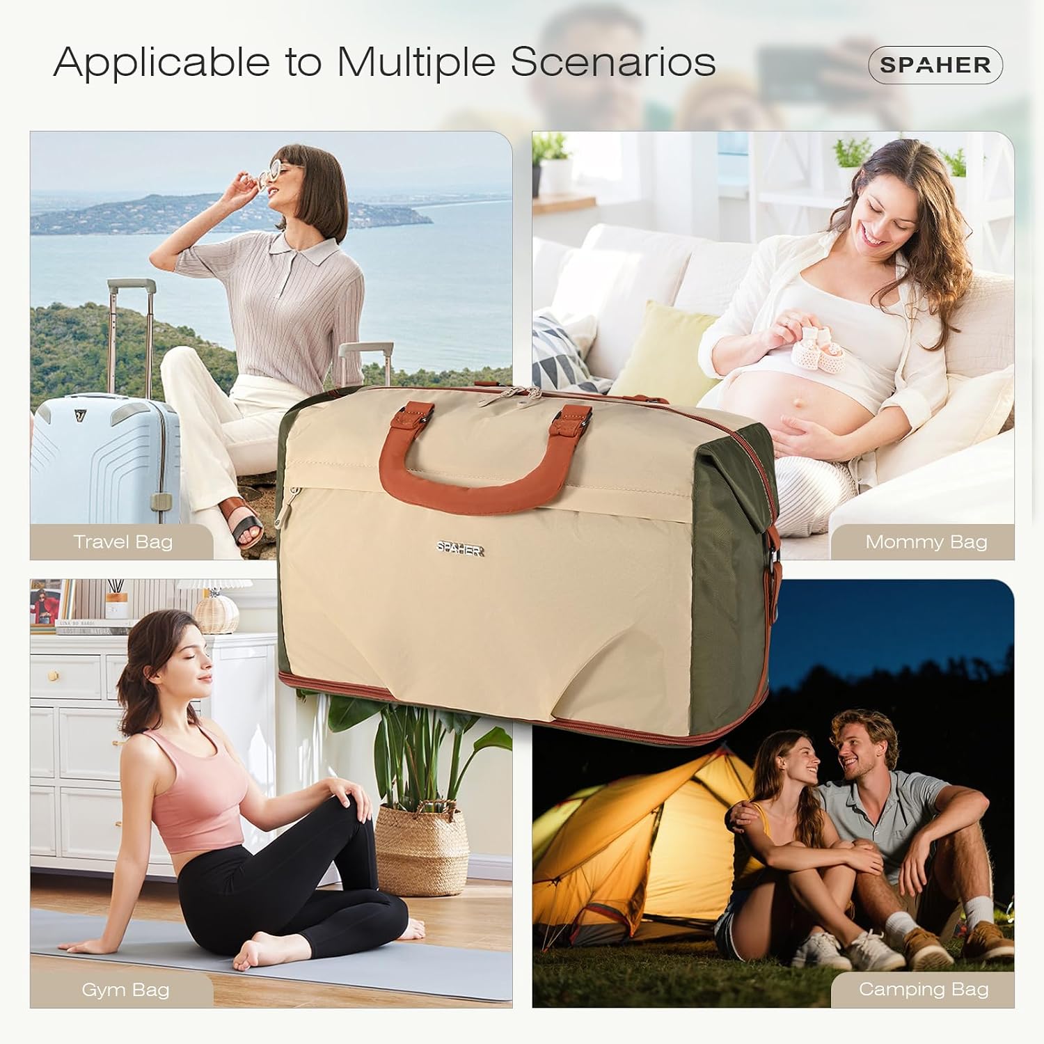 Thumbnail 6 de SPAHER Expandable Foldable Travel Cabin Duffle Bag with Wet Pocket 40L
