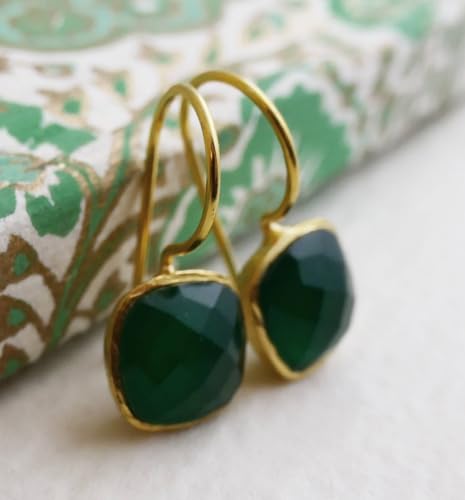 Detalle 2 de Grüne Onyx Ohrringe Gold Vergoldet 925 Silber von Sophia Rose Jewellery – handgefertigt
