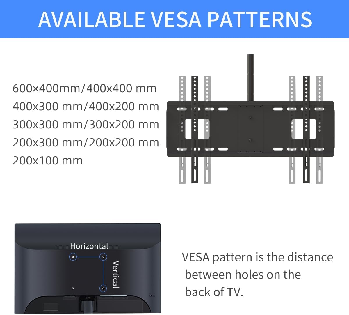 Thumbnail 6 de Suptek MC5602 : support mural/plafond de TV pour écrans plats 37 à 75" (jusqu’à 60 kg) VESA jusqu’à 600 x 400 mm