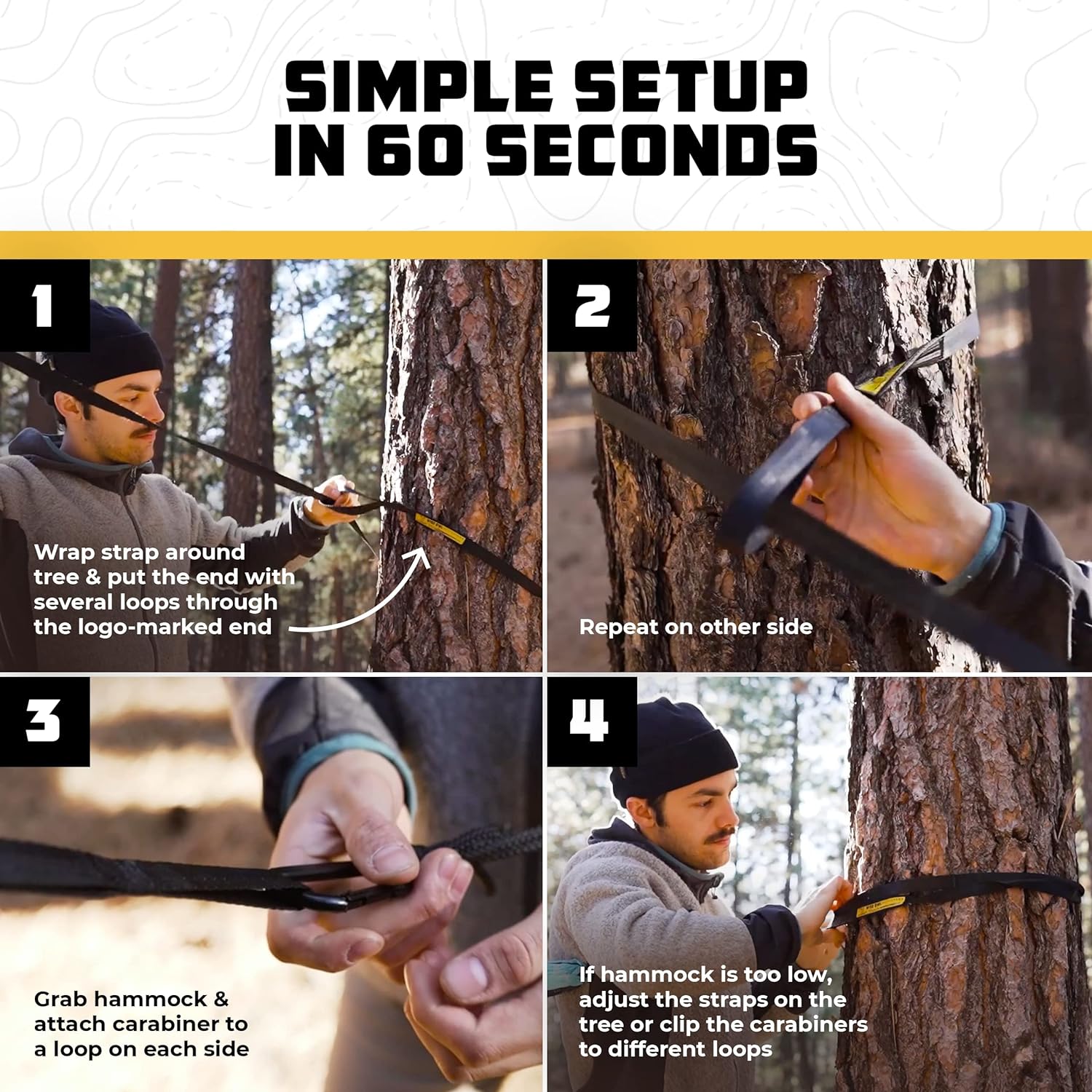 Thumbnail 2 de Wise Owl Outfitters Camping Hammock with 500lb capacity and tree straps (single or double)