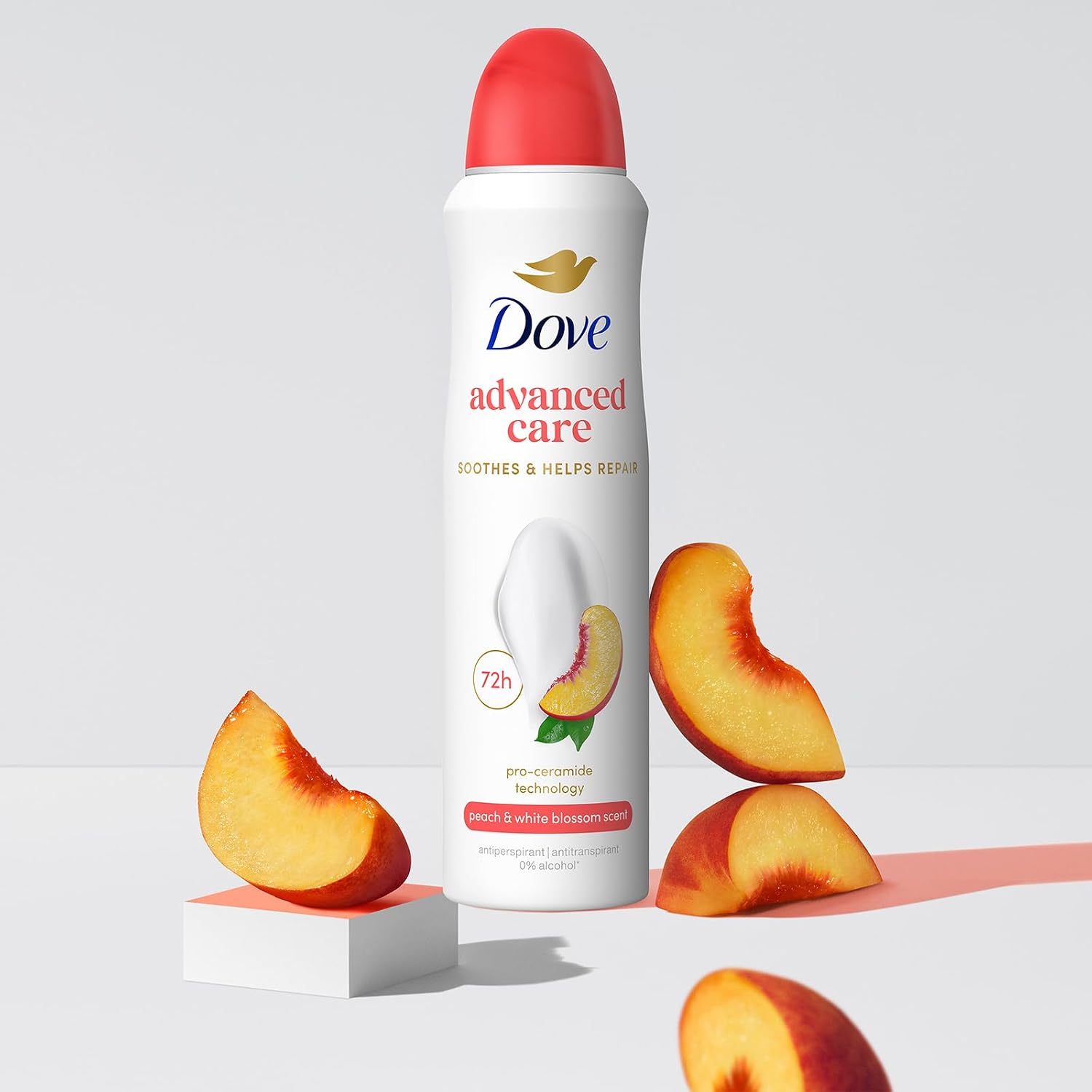Detalle de Dove Deodorante Spray Advanced Care Go Fresh Pesca – 6 x 150 ml, pelle delicata e idratata fino a 72 ore