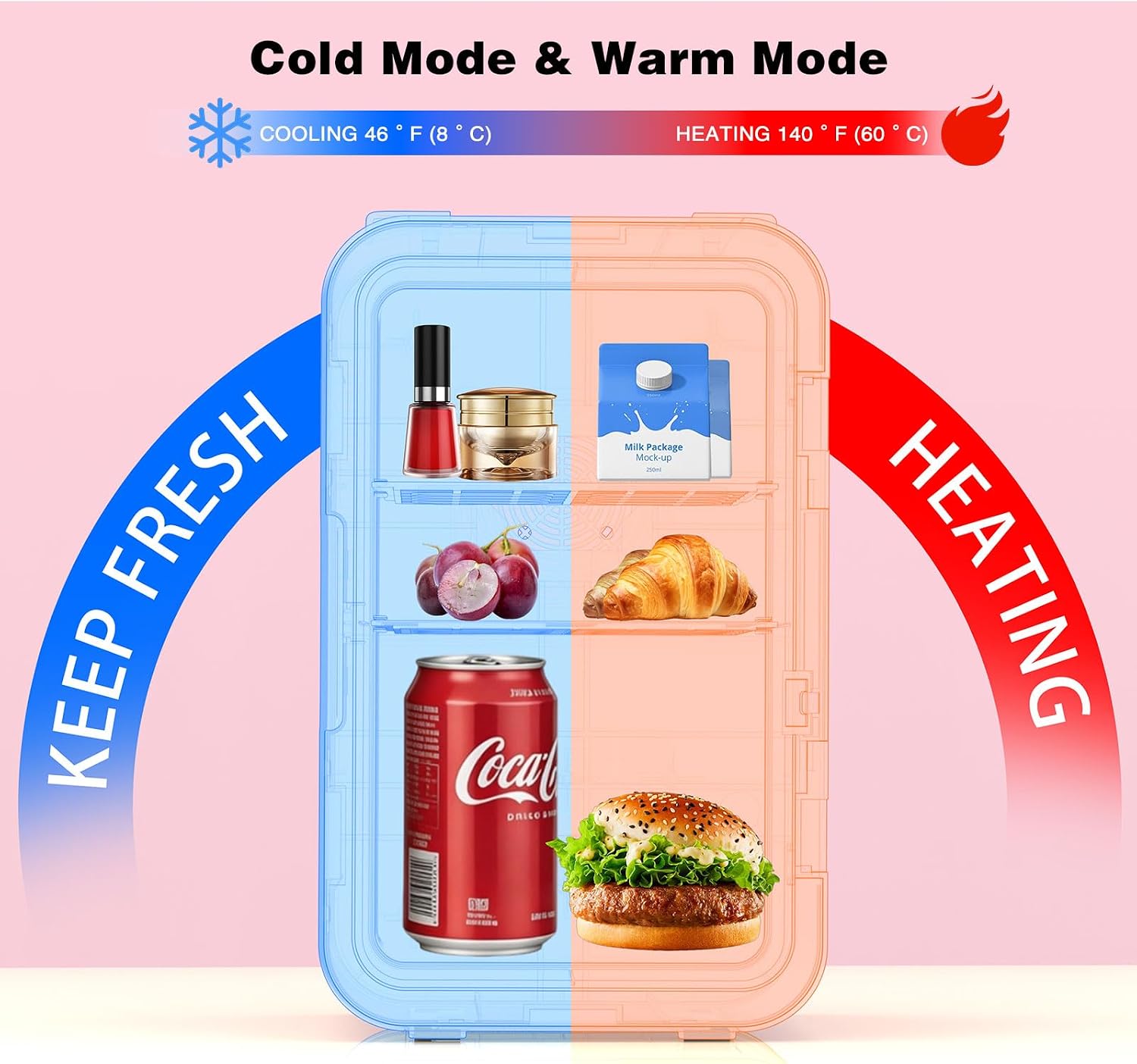Thumbnail 3 de YLFU 6L Mini Fridge with LED Mirror – Compact Skincare Cosmetic Cooler & Warmer