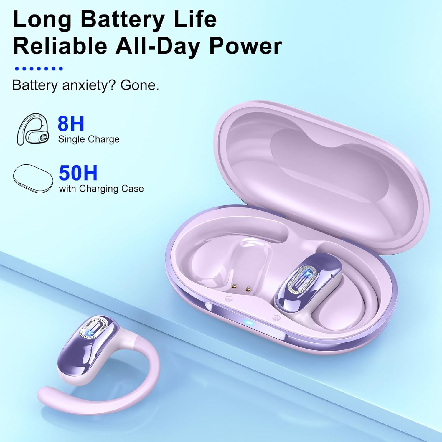 Detalle 2 de Cuffie Open Ear Bluetooth Sport 5.4 – 50 Ore, IPX7, Comfort e Controllo Tattile