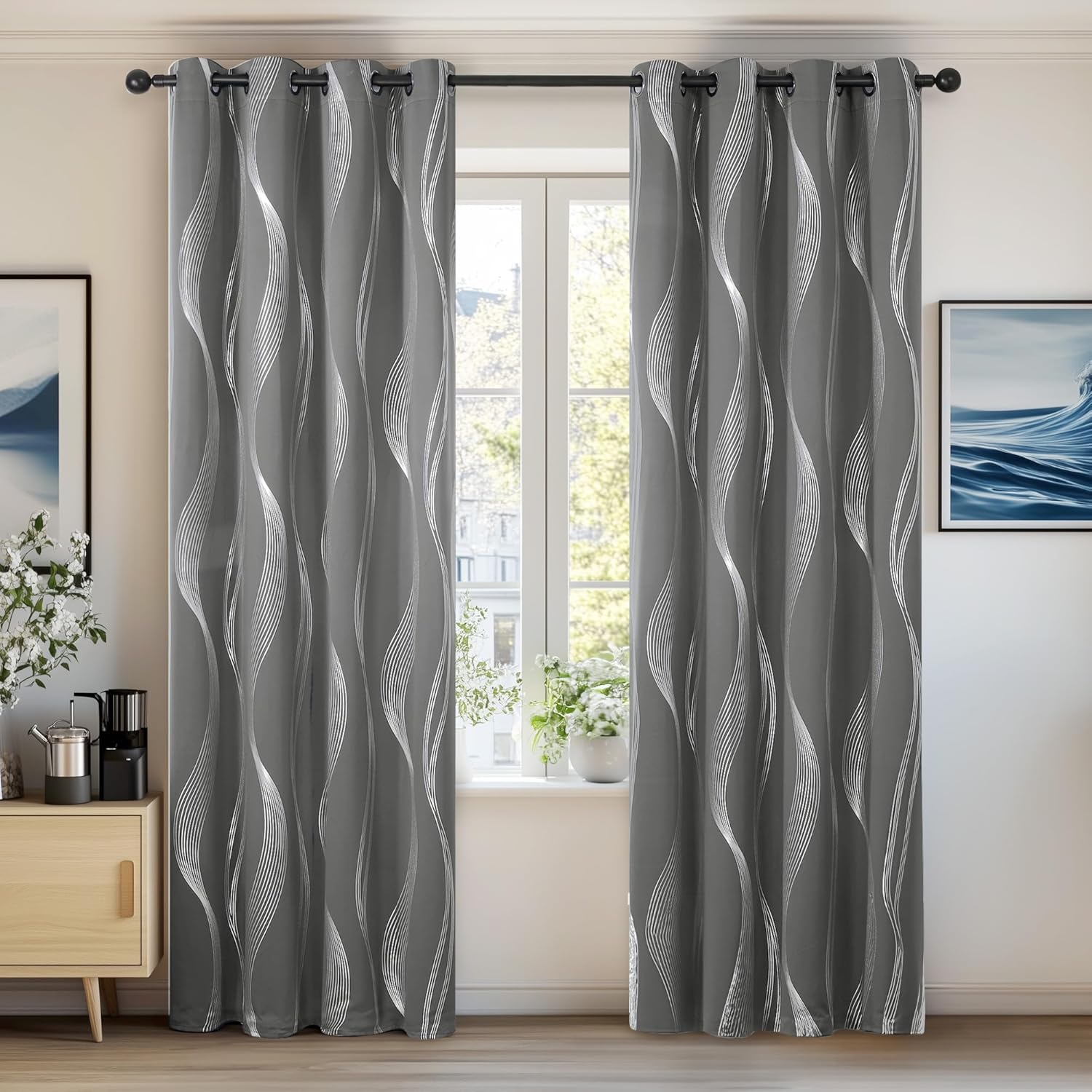 Foil wave blackout curtains 46 x 54 inch